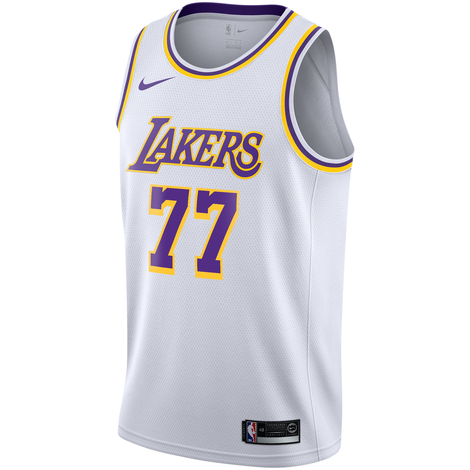 Alternative view of Los Angeles Lakers Association Edition Swingman Basketball Jersey - White - Luka Dončić - Youth - JS740 