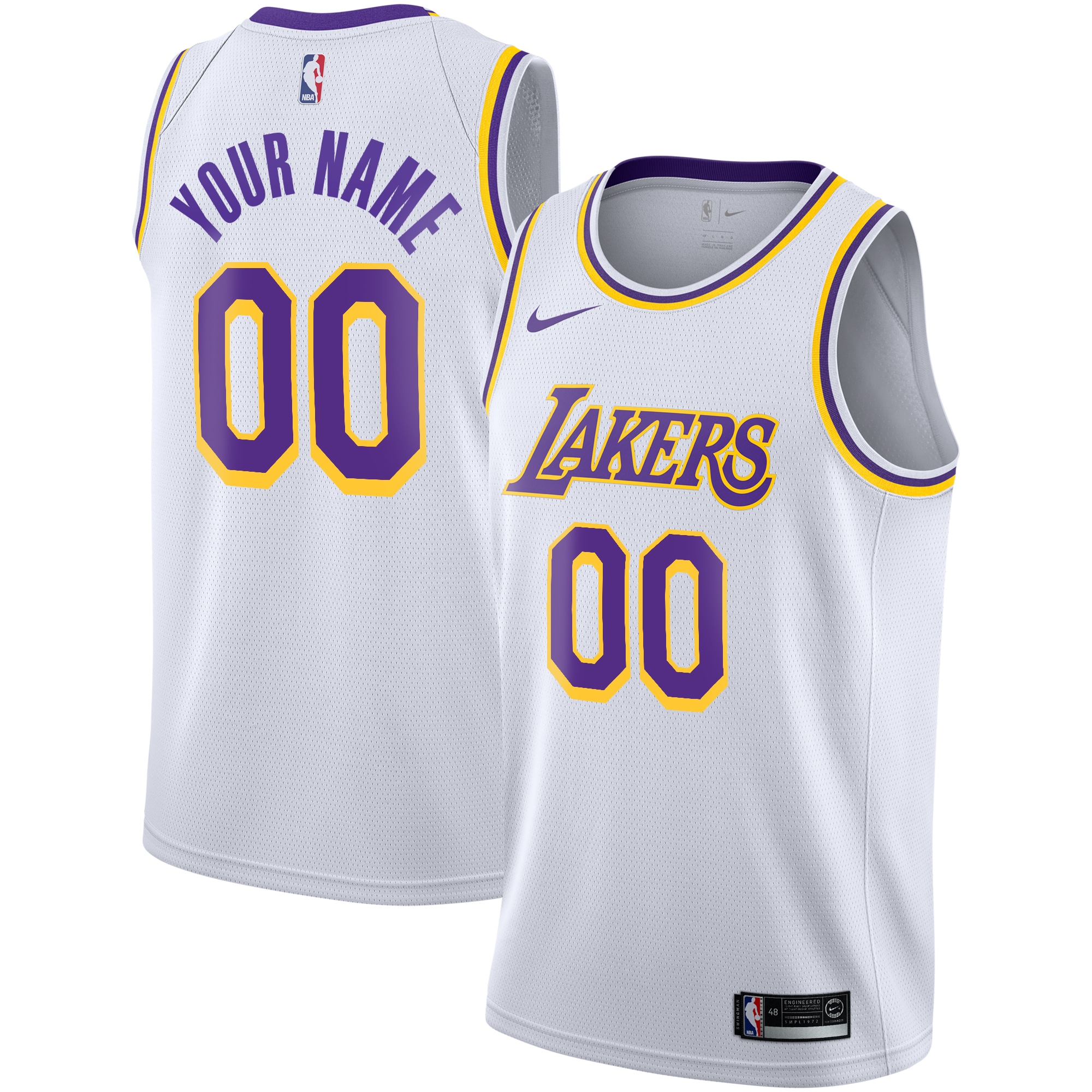 Los Angeles Lakers Association Swingman Basketball Jersey - Custom - Youth - JS420 