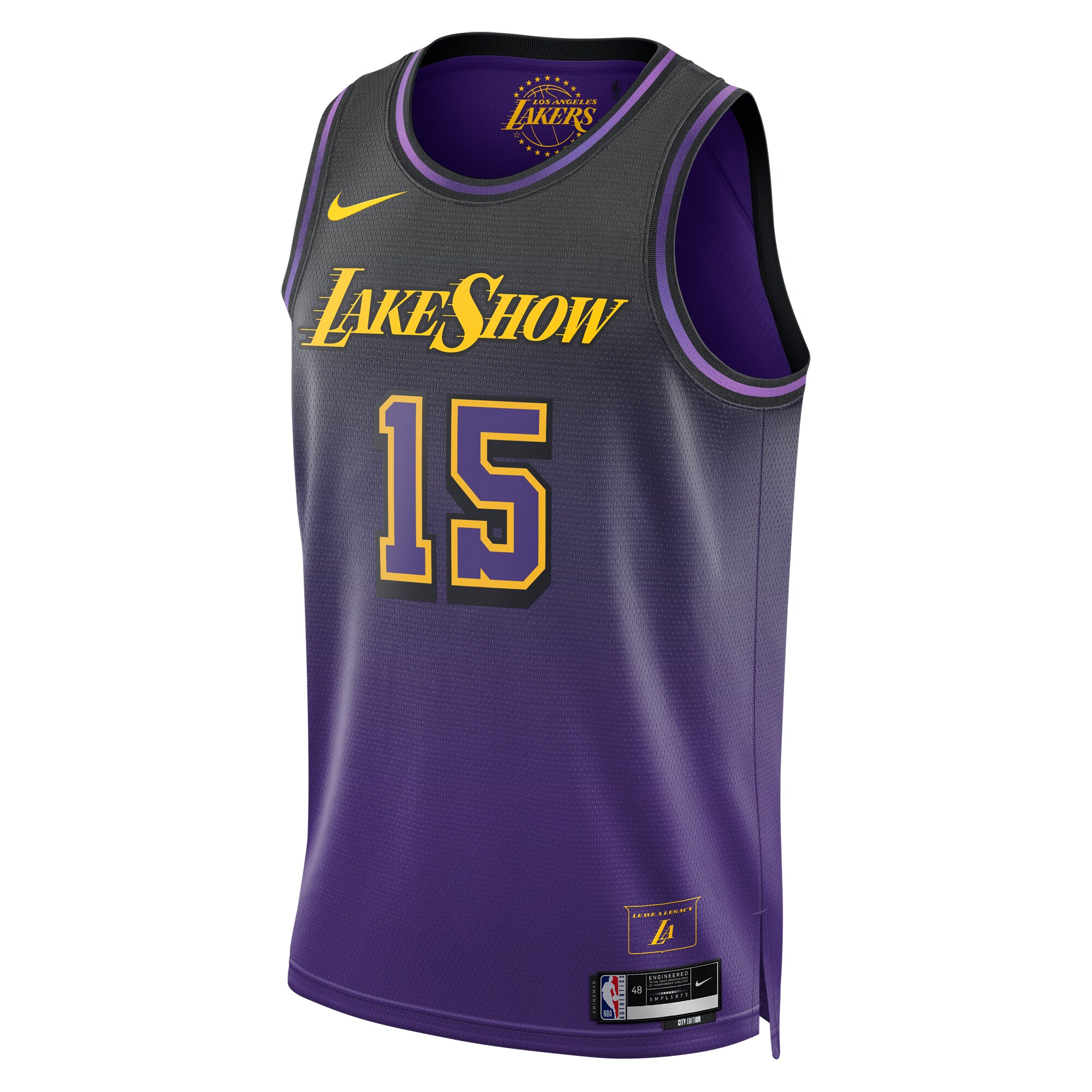 Alternative view of Los Angeles Lakers City Edition Swingman Basketball Jersey 2024 - Purple - Austin Reaves - Unisex - JS279 