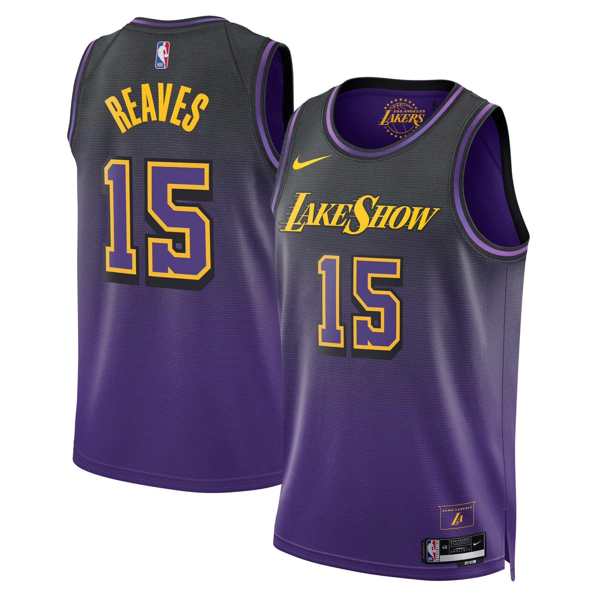 Los Angeles Lakers City Edition Swingman Basketball Jersey 2024 - Purple - Austin Reaves - Unisex - JS279 