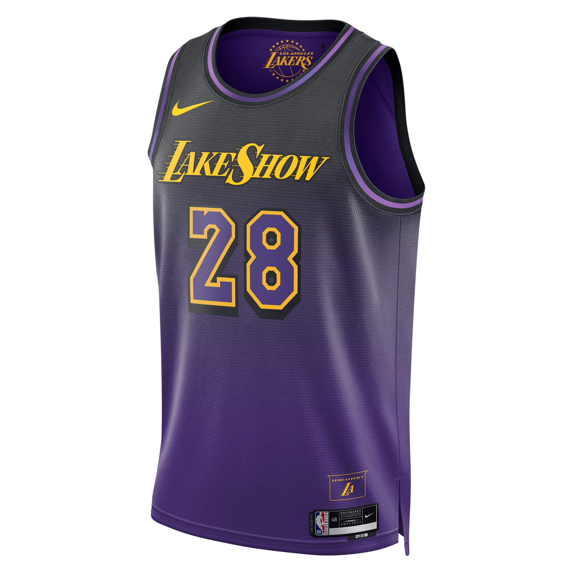 Alternative view of Los Angeles Lakers City Edition Swingman Basketball Jersey 2024 - Purple - Rui Hachimura - Unisex - JS135 