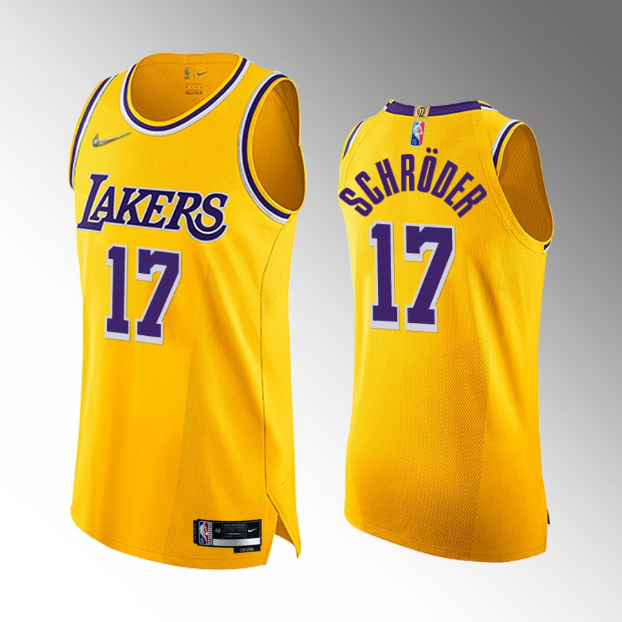 Los Angeles Lakers Dennis Schroder 17 Gold 75th Diamond Badge Basketball Jersey Icon Edition - JS842 