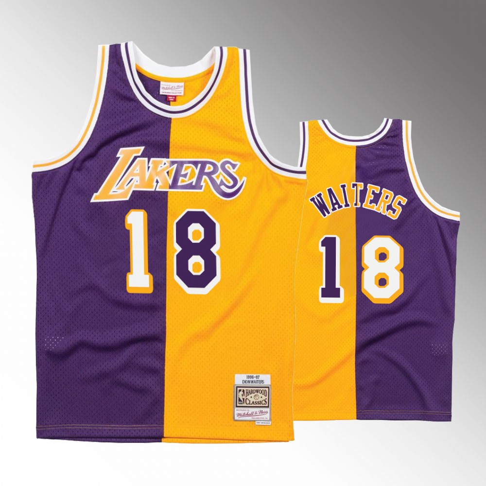 Los Angeles Lakers Dion Waiters Purple Gold Split Basketball Jersey