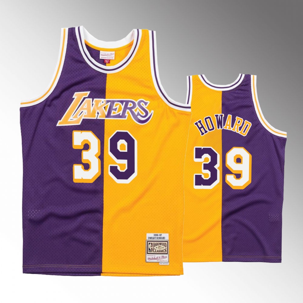 Los Angeles Lakers Dwight Howard Purple Gold Split Basketball Jersey