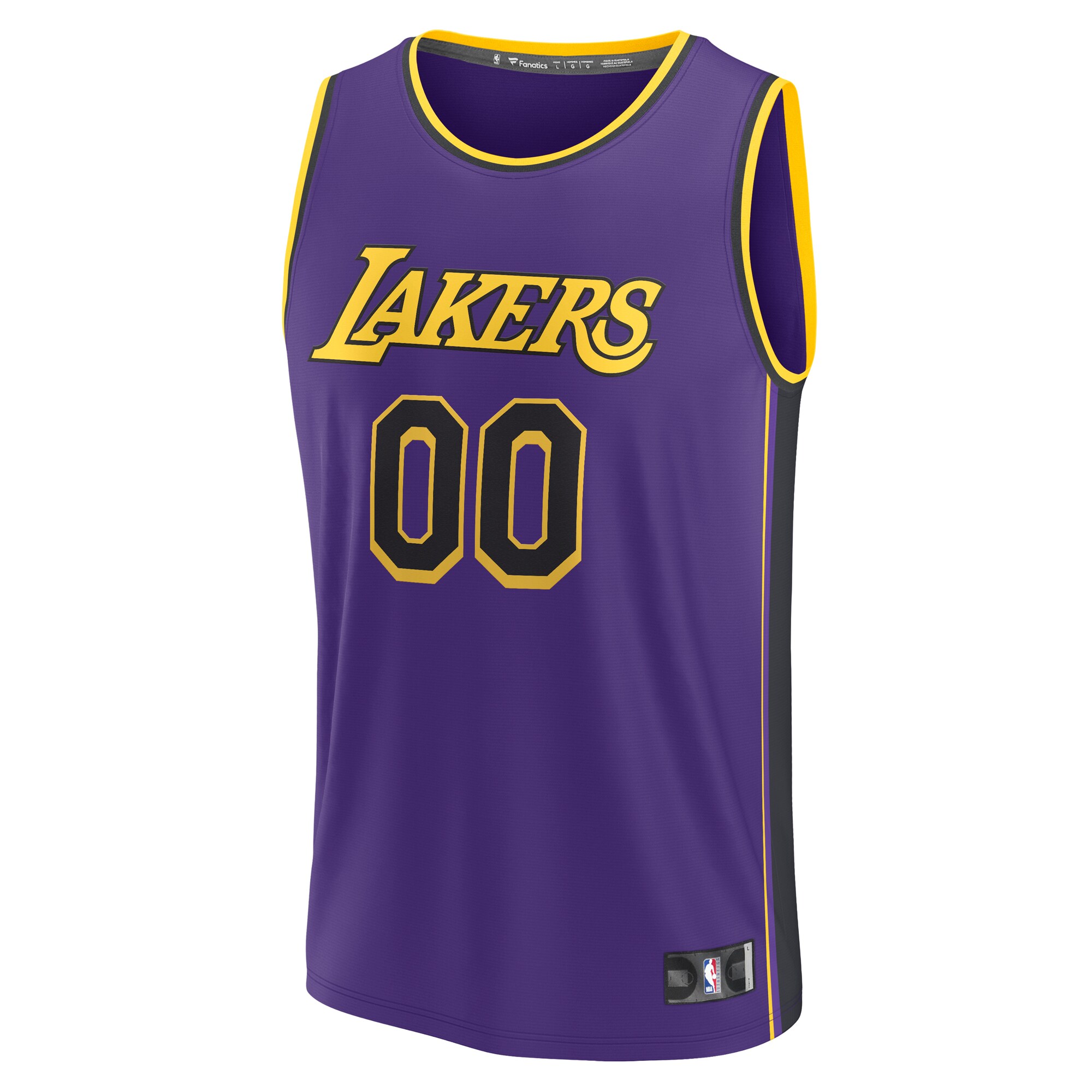 Alternative view of Los Angeles Lakers Fanatics 2022/23 Fast Break Custom Replica Basketball Jersey - Purple - Statement Edition