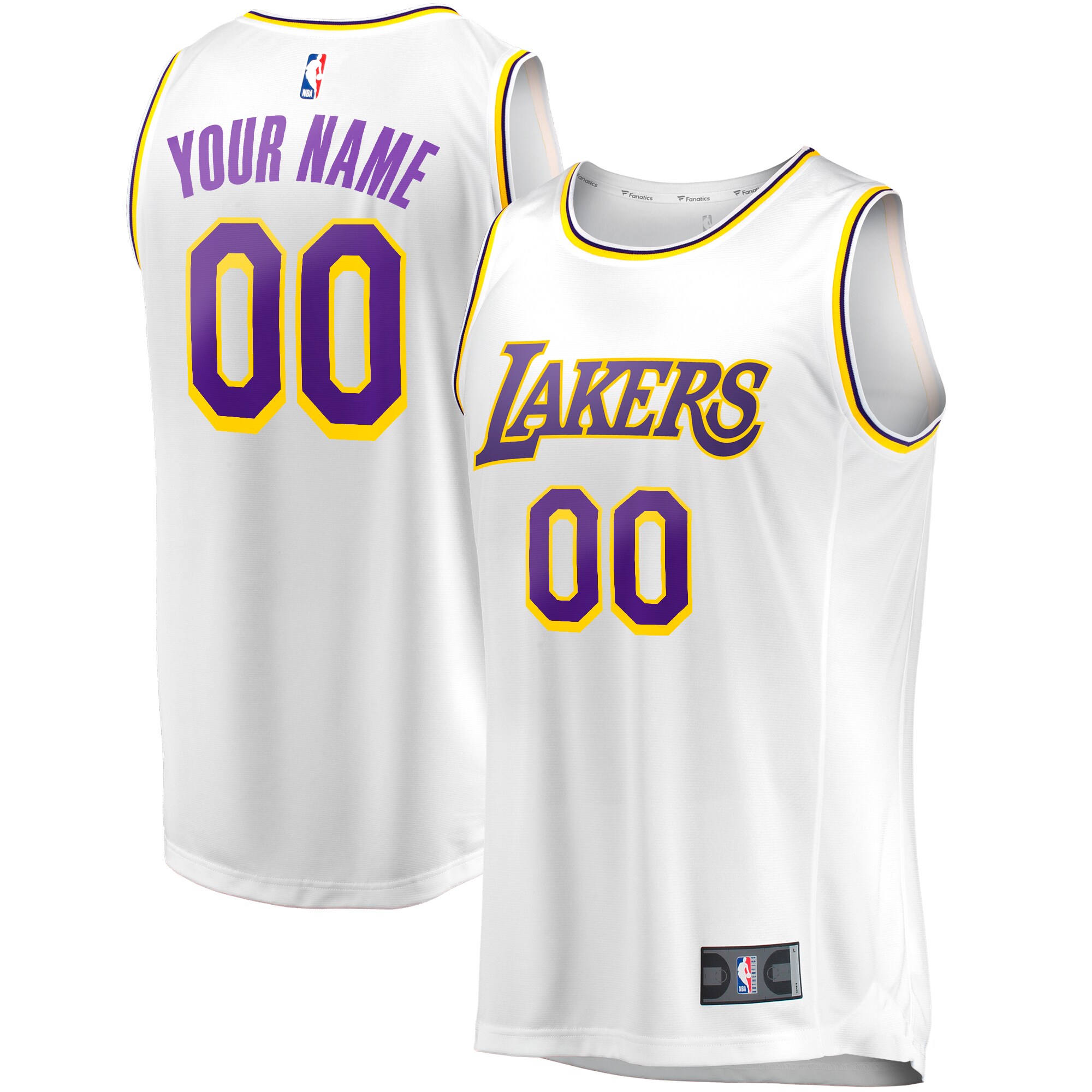 Los Angeles Lakers Fanatics Fast Break Custom Replica Basketball Jersey - Association Edition - White