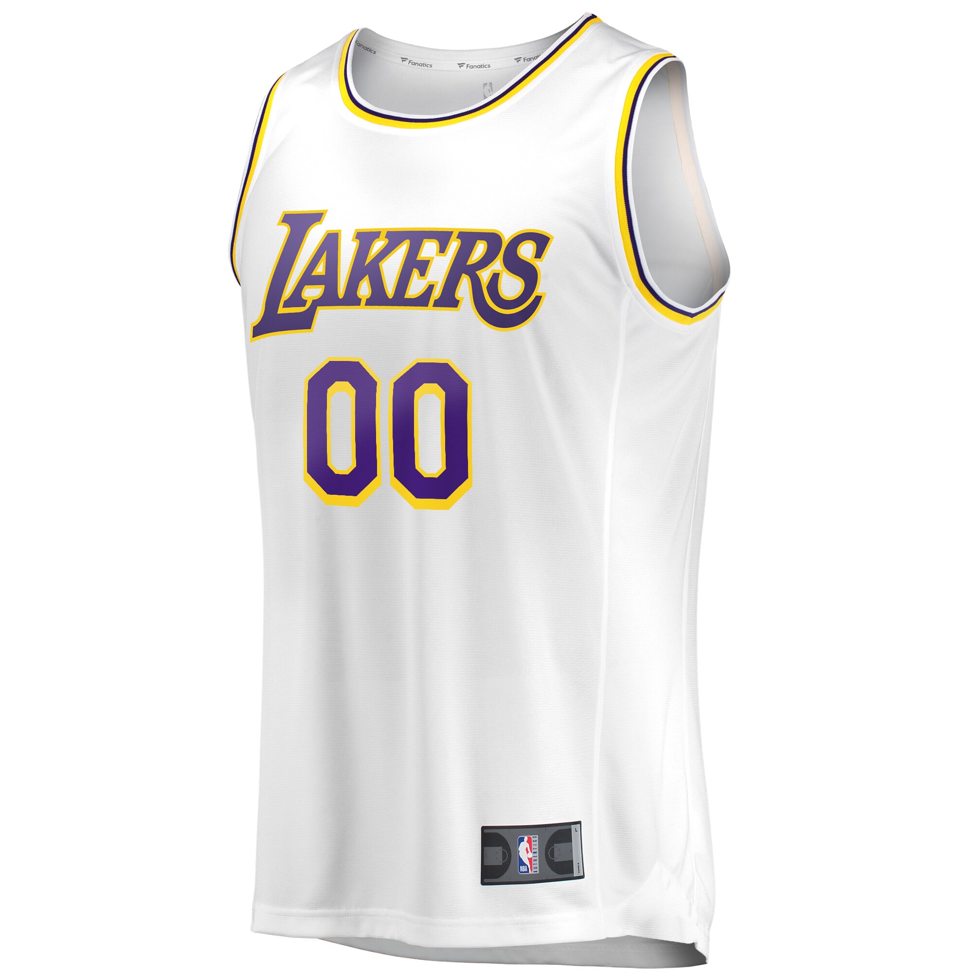 Alternative view of Los Angeles Lakers Fanatics Fast Break Custom Replica Basketball Jersey - Association Edition - White