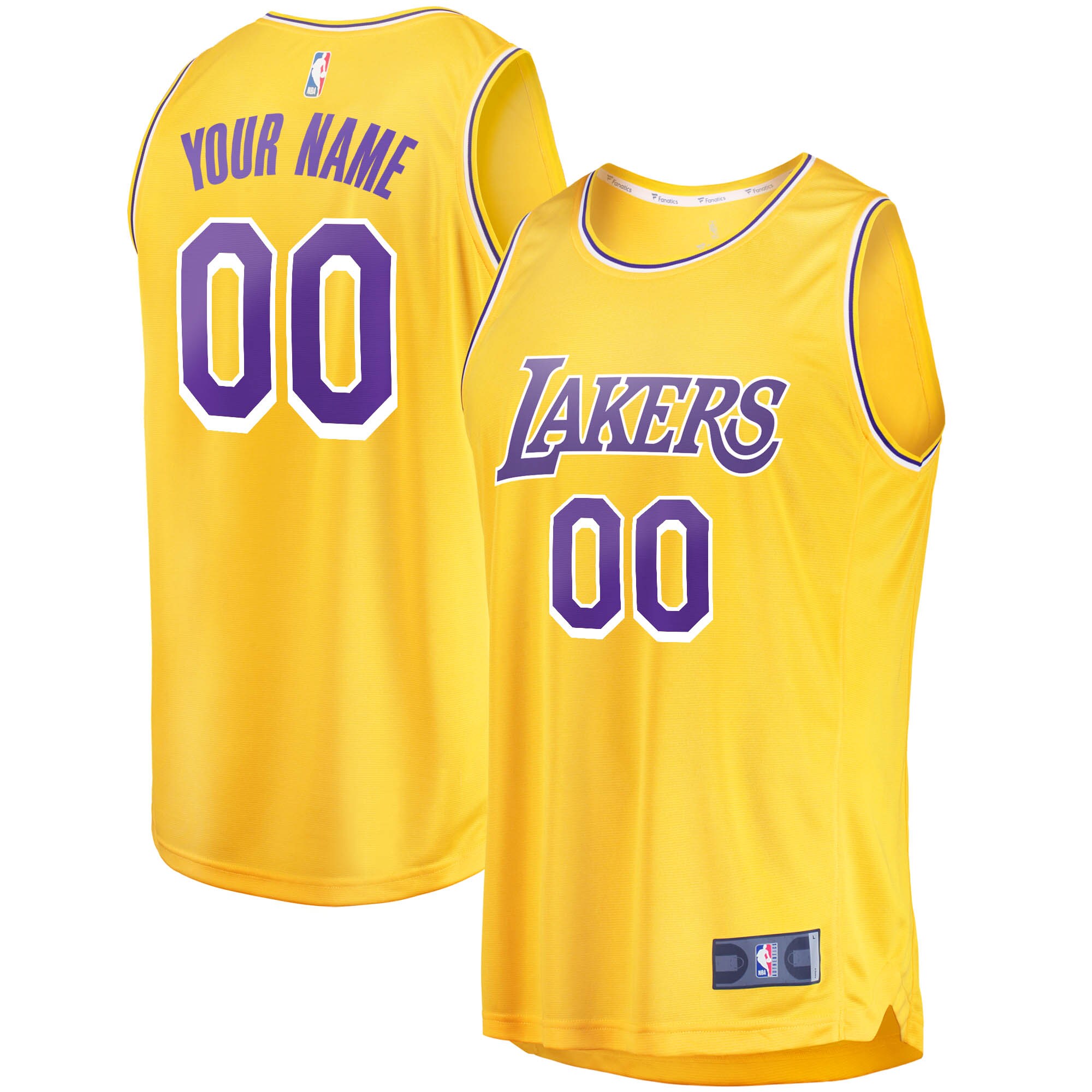 Los Angeles Lakers Fanatics Fast Break Custom Replica Basketball Jersey Gold - Icon Edition