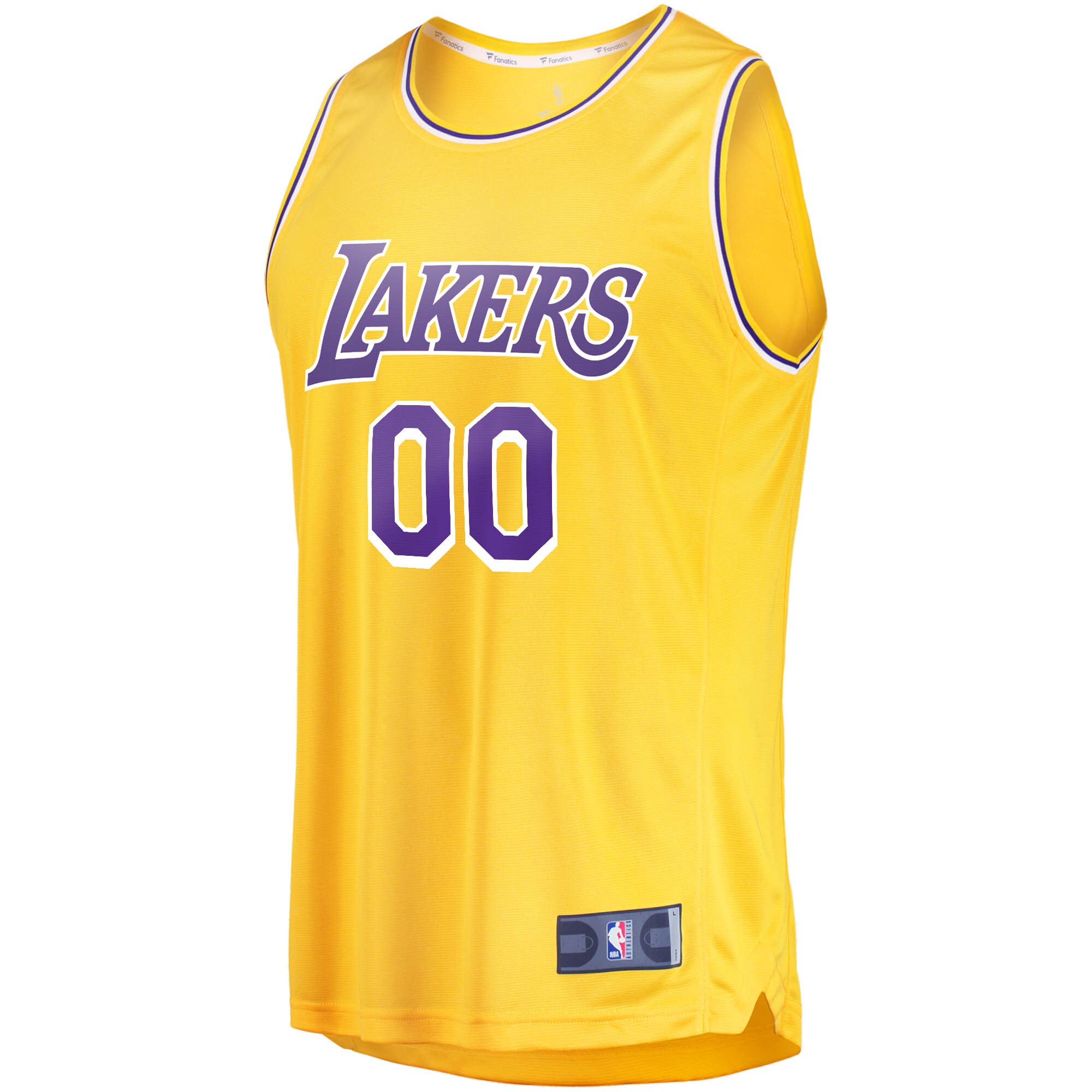 Alternative view of Los Angeles Lakers Fanatics Youth Fast Break Custom Replica Basketball Jersey Gold - Icon Edition