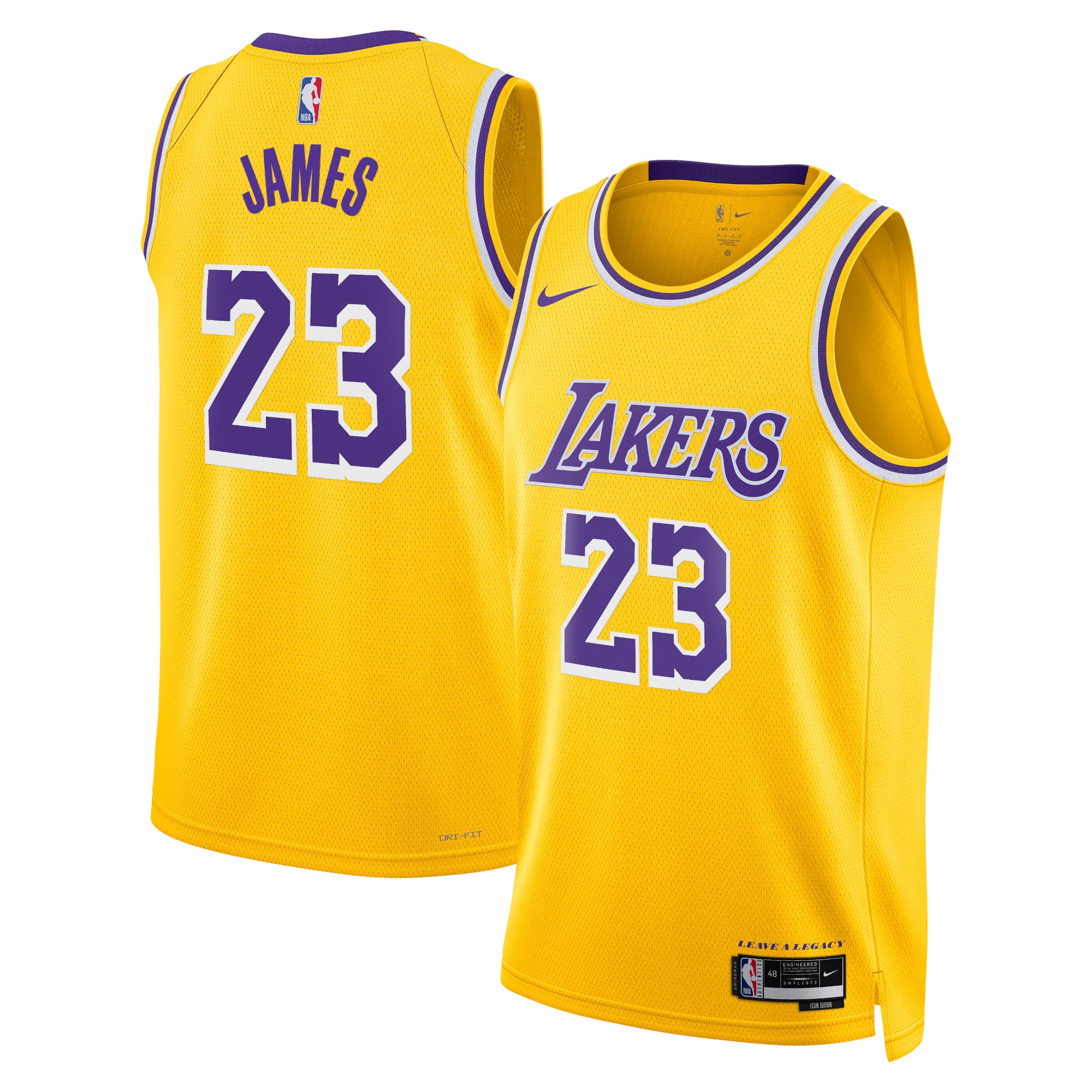 Los Angeles Lakers Icon Edition Swingman Basketball Jersey - Gold - Lebron James - Unisex - JS617 