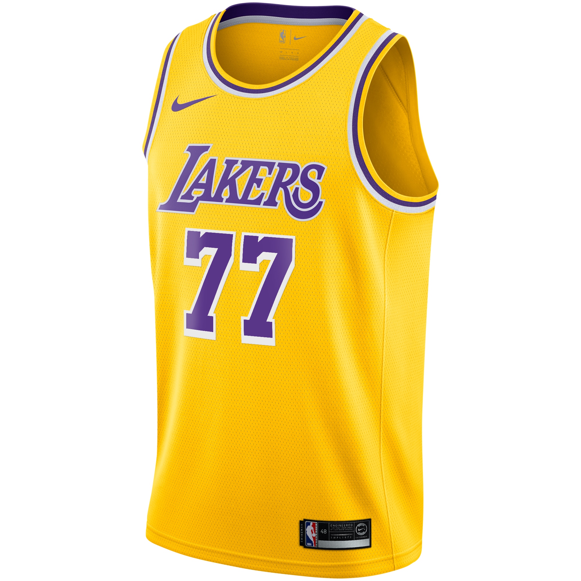 Alternative view of Los Angeles Lakers Icon Edition Swingman Basketball Jersey - Gold - Luka Dončić - Youth - JS479 