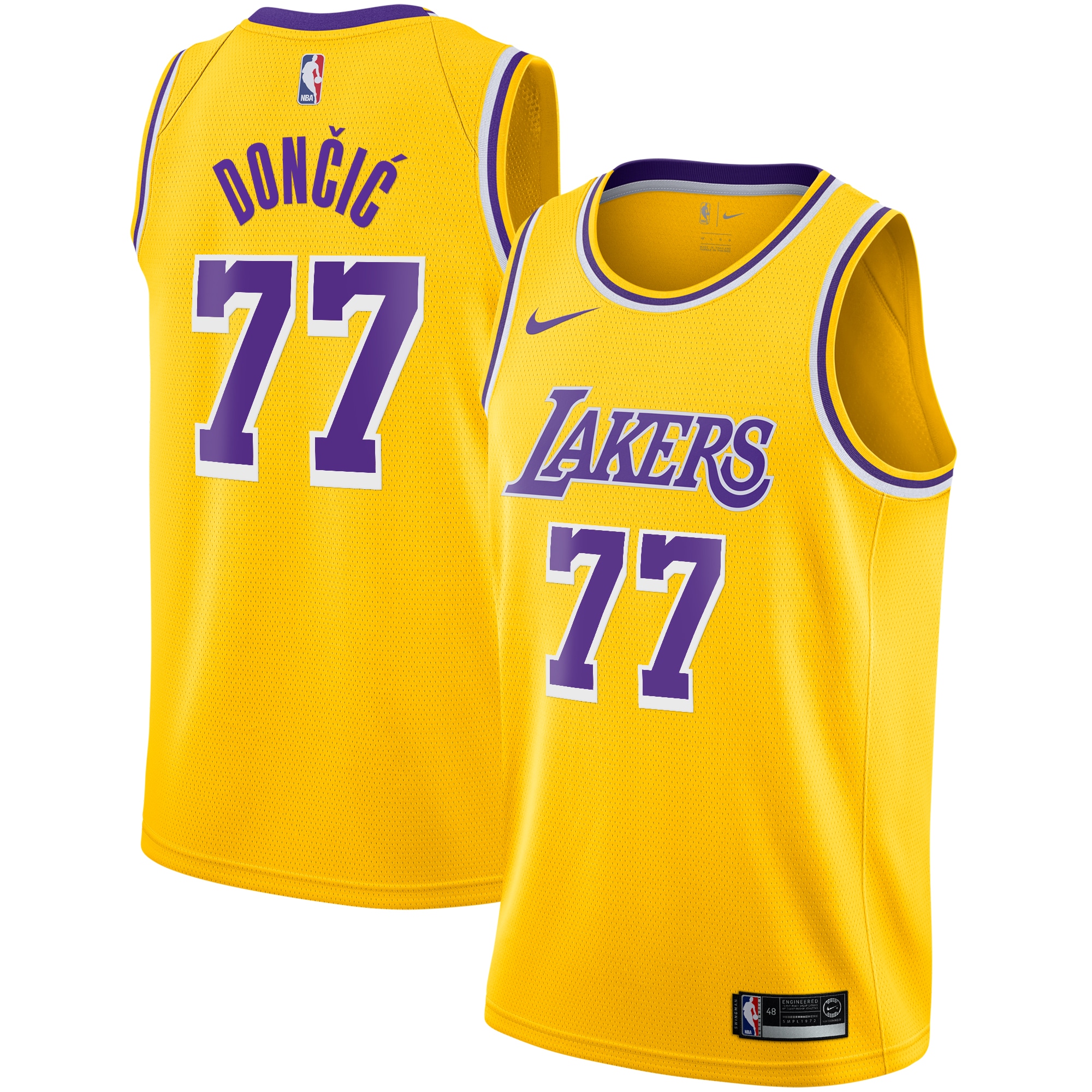 Los Angeles Lakers Icon Edition Swingman Basketball Jersey - Gold - Luka Dončić - Youth - JS479 