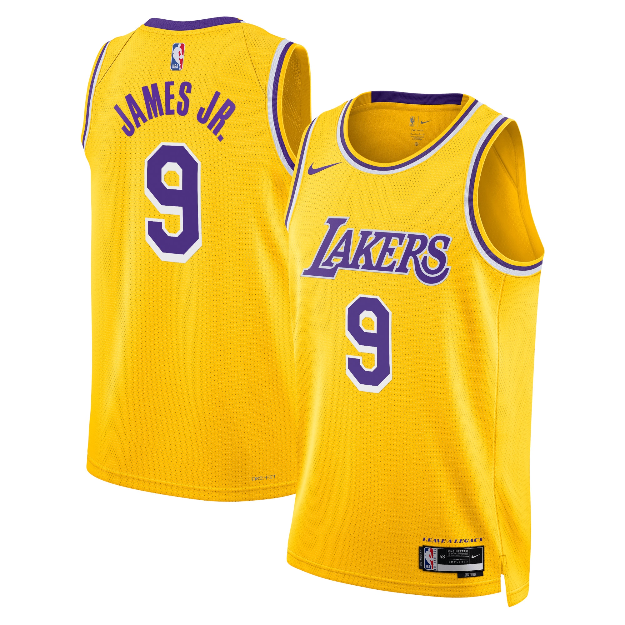Los Angeles Lakers Icon Swingman Basketball Jersey - Gold - Bronny James - Unisex - JS410 