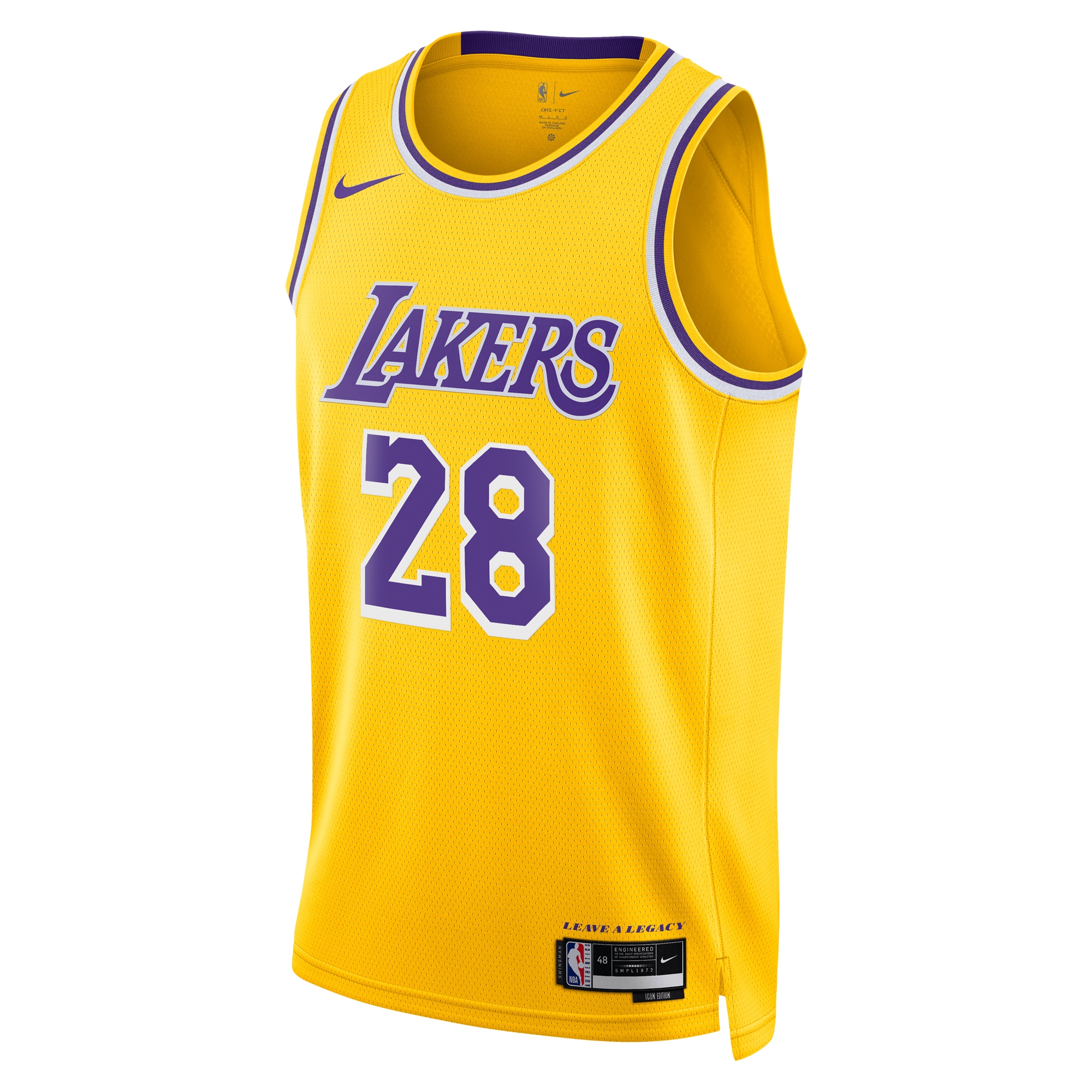 Alternative view of Los Angeles Lakers Icon Swingman Basketball Jersey - Gold - Rui Hachimura - Youth - JS158 