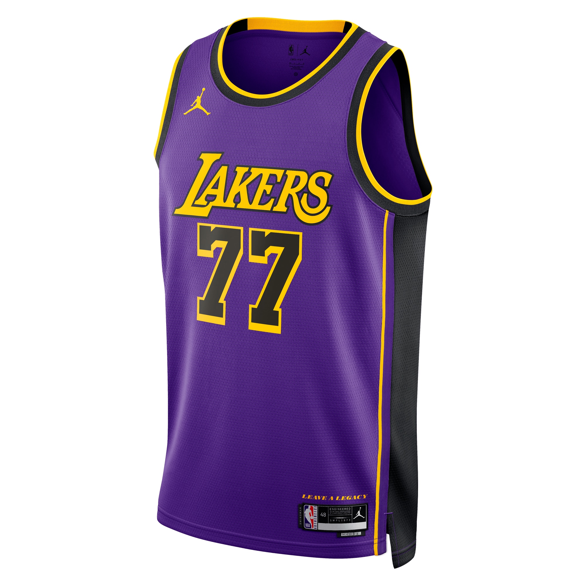 Alternative view of Los Angeles Lakers Jordan Brand Statement Edition Swingman Basketball Jersey - Purple - Luka Dončić - Unisex - JS930 