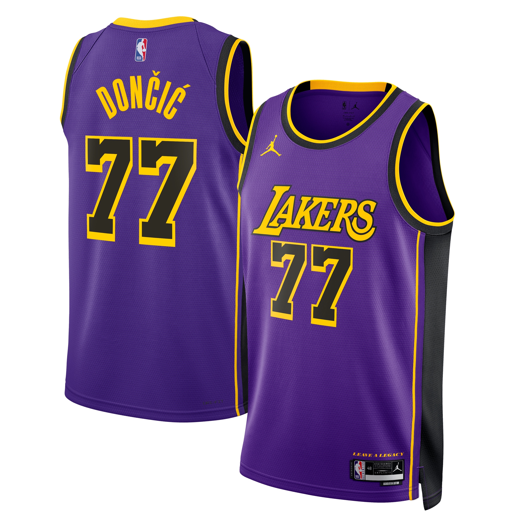 Los Angeles Lakers Jordan Brand Statement Edition Swingman Basketball Jersey - Purple - Luka Dončić - Unisex - JS930 