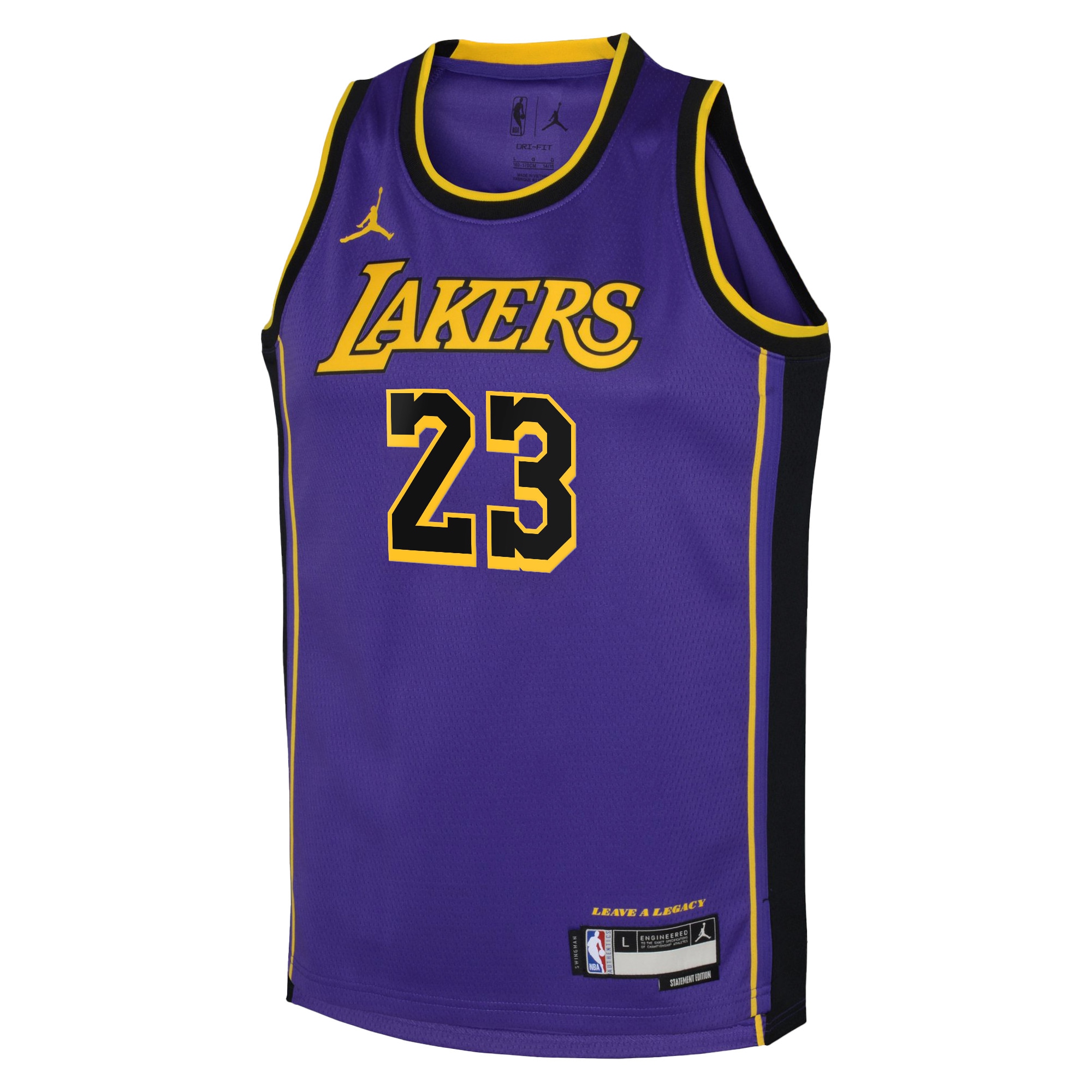 Alternative view of Los Angeles Lakers Jordan Statement Edition Swingman Basketball Jersey 22 - Purple - Lebron James - Youth - JS851 