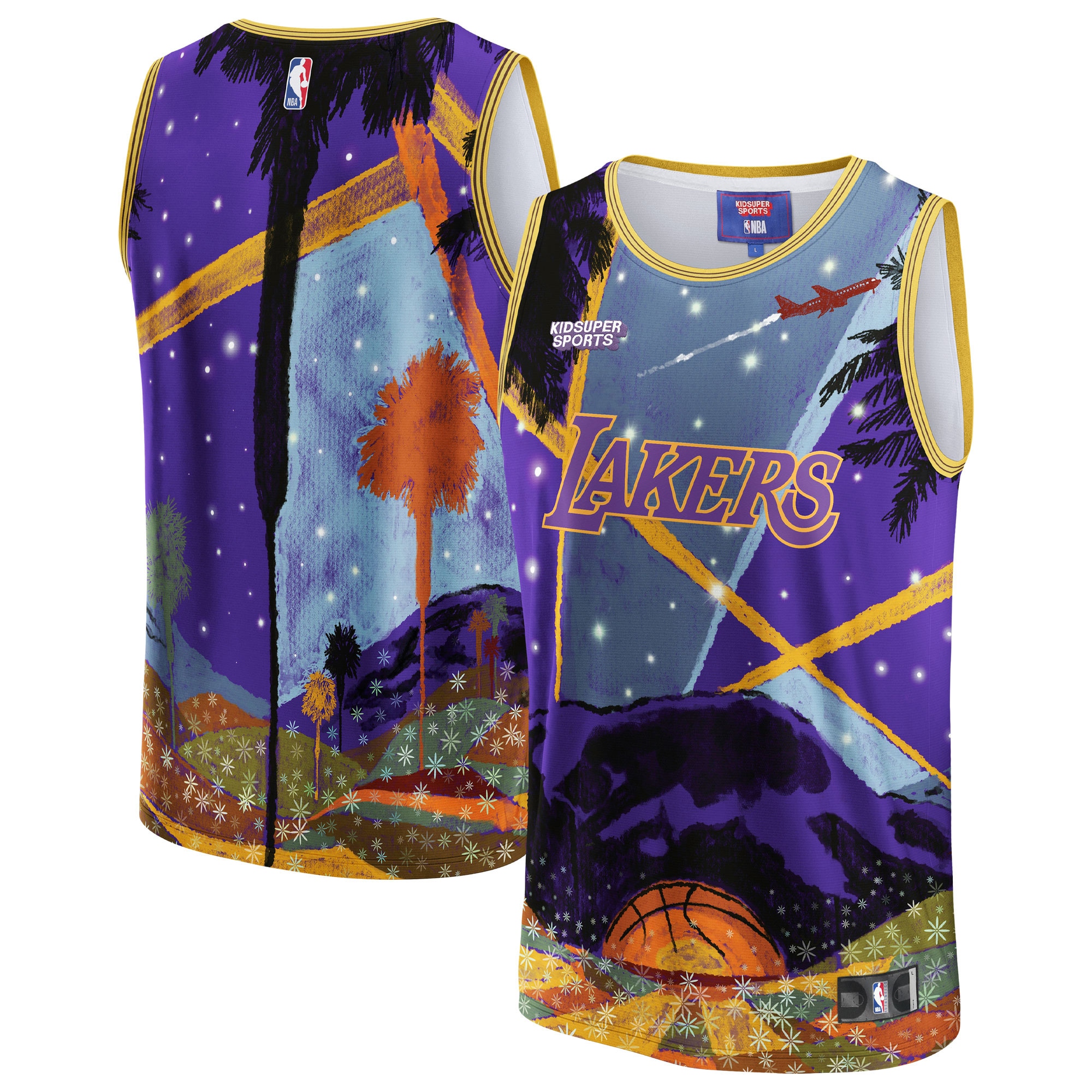 Los Angeles Lakers Nba & Kidsuper Studios By Fanatics Unisex Hometown Basketball Jersey - Purple
