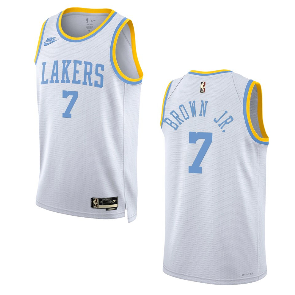 Los Angeles Lakers Troy Brown Jr. White 75 Anniversary 2022-23 Classic Edition Basketball Jersey