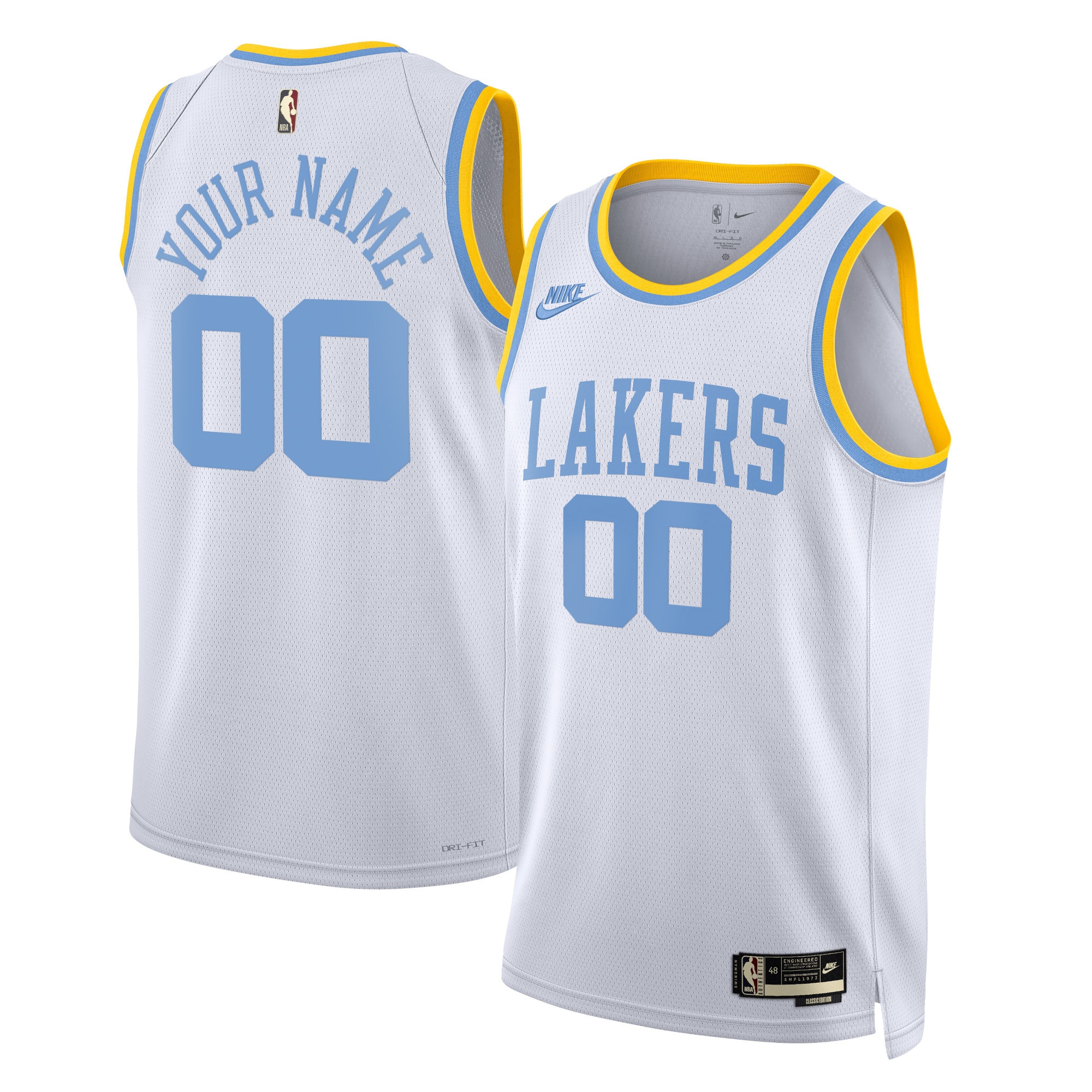 Los Angeles Lakers Unisex 2022/23 Custom Swingman Basketball Jersey - Classic Edition - White
