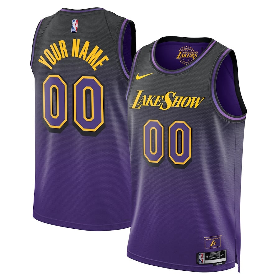 Los Angeles Lakers Unisex 2024/25 Custom Swingman Basketball Jersey - City Edition - Purple - JS457 
