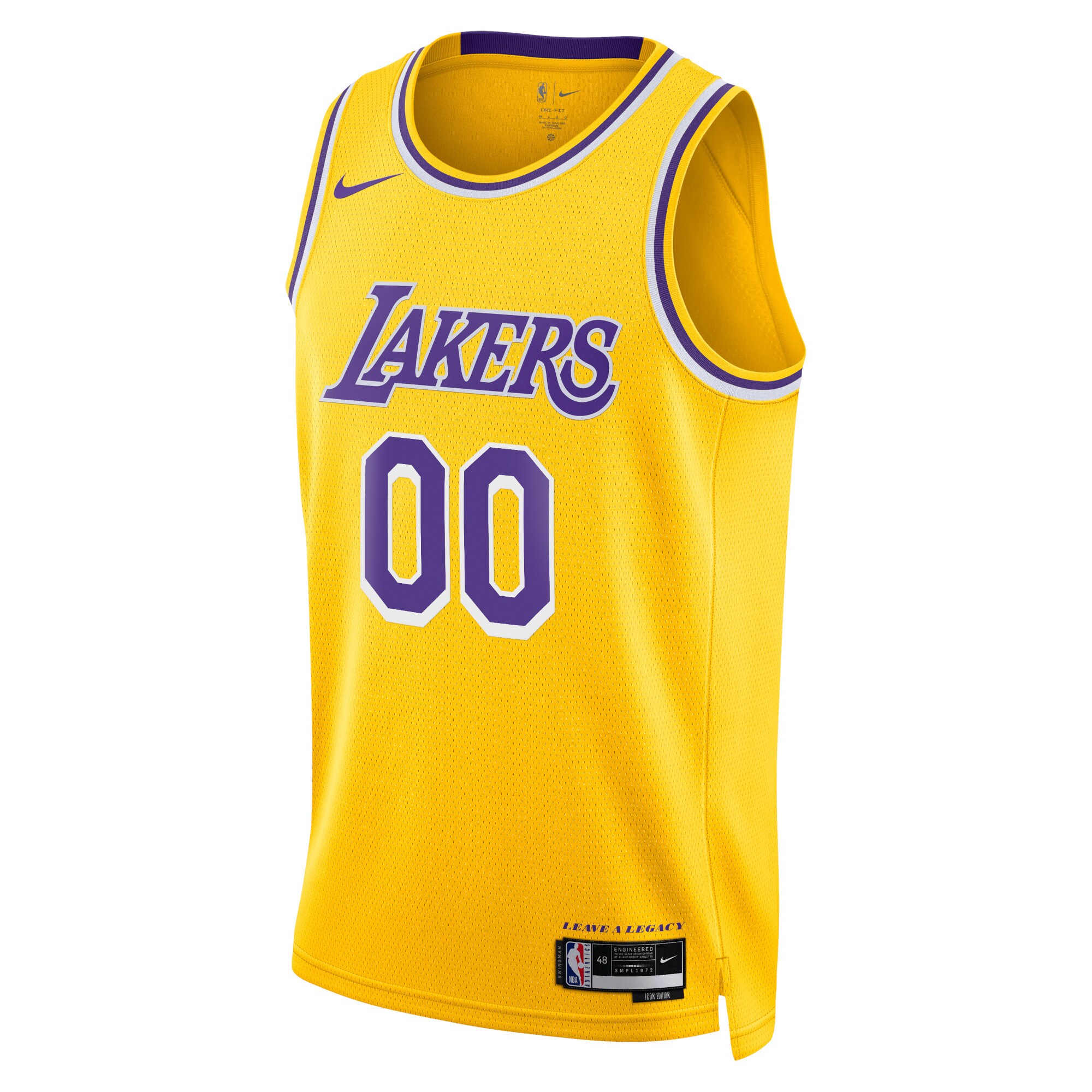 Alternative view of Los Angeles Lakers Unisex Swingman Custom Basketball Jersey Gold - Icon Edition