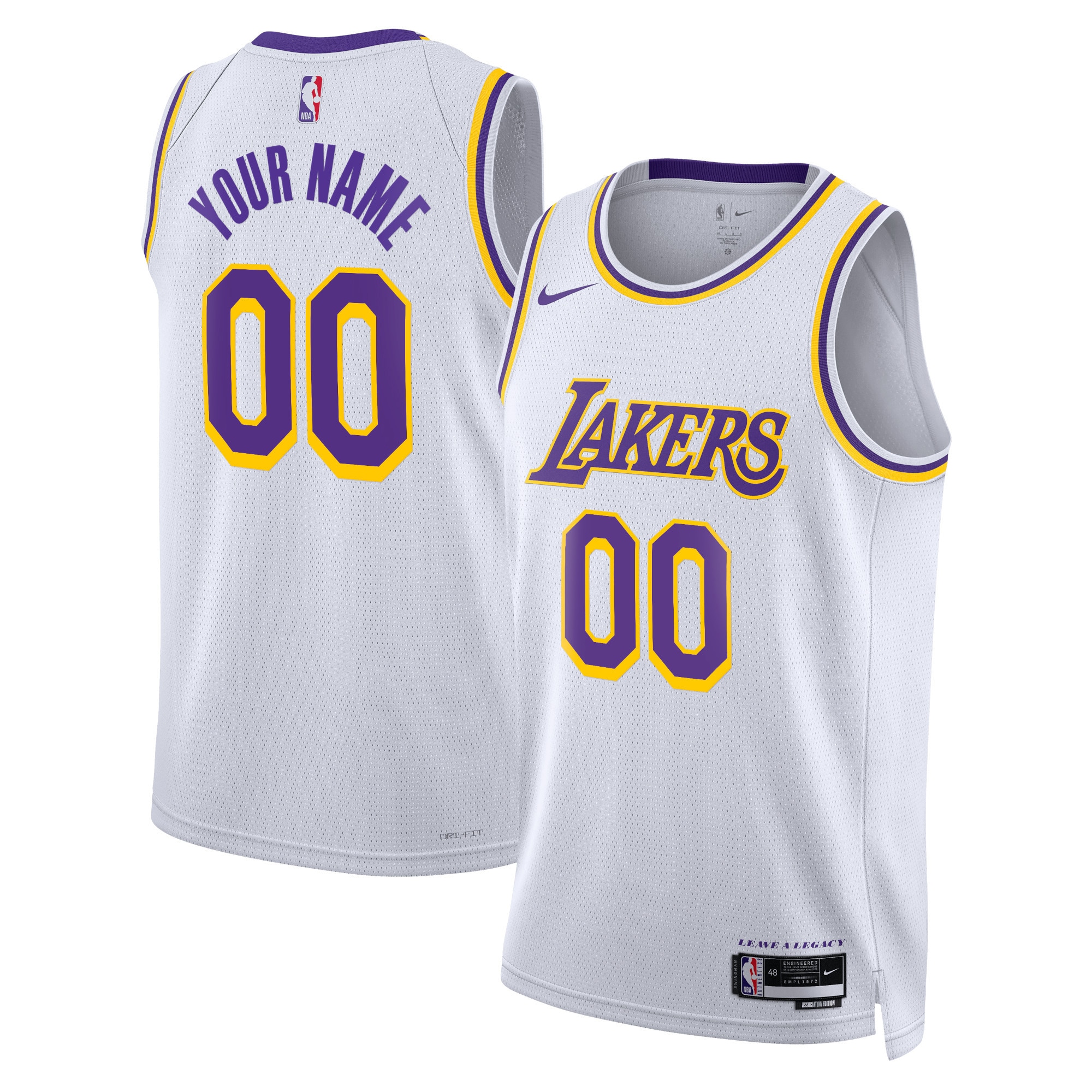 Los Angeles Lakers Unisex Swingman Custom Basketball Jersey White - Association Edition