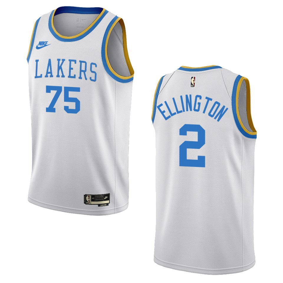 Los Angeles Lakers Wayne Ellington White 75 Anniversary 2022-23 Classic Edition Basketball Jersey