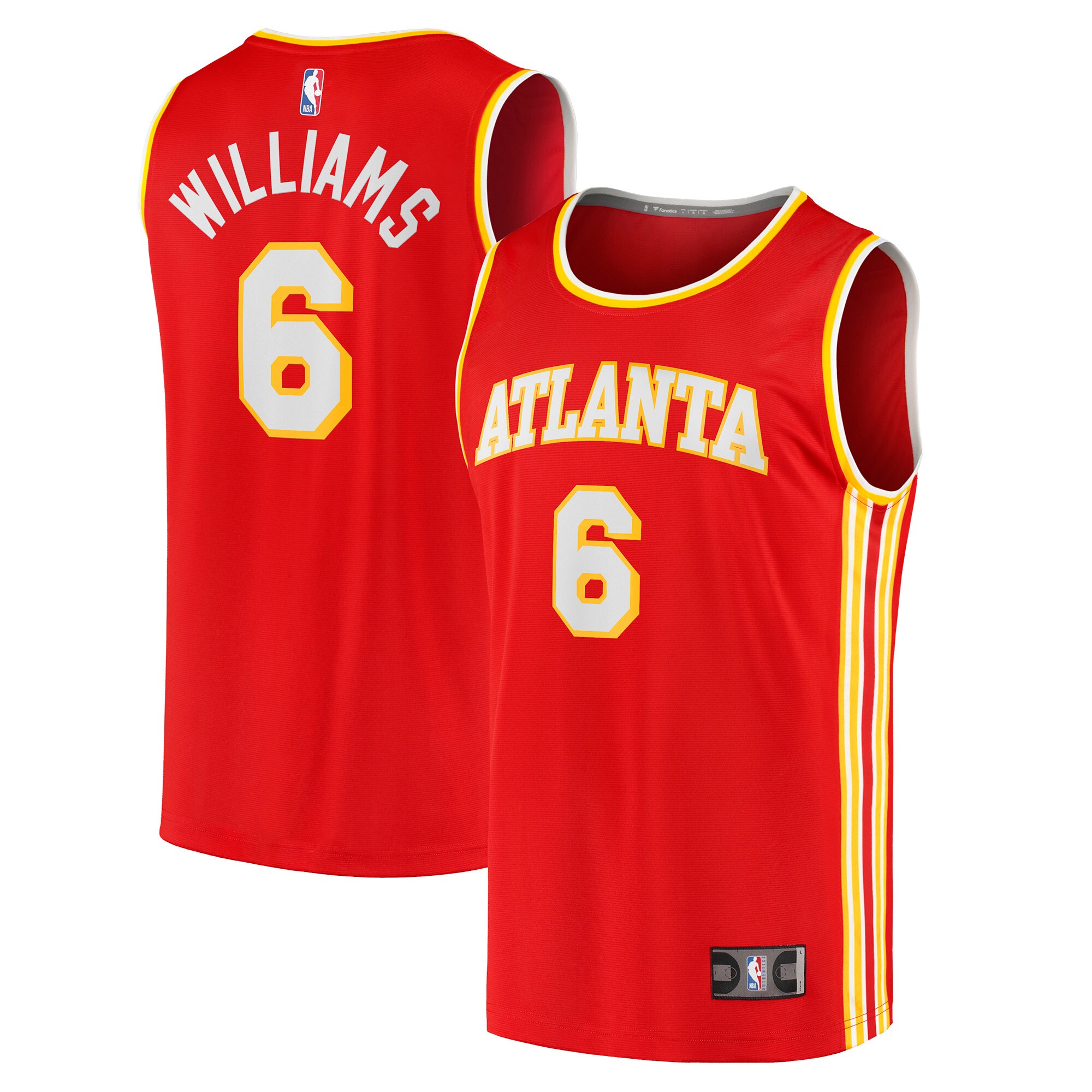 Alternative view of Lou Williams Atlanta Hawks Fanatics Branded Youth 2021/22 Fast Break Replica Basketball Jersey - Icon Edition - Red