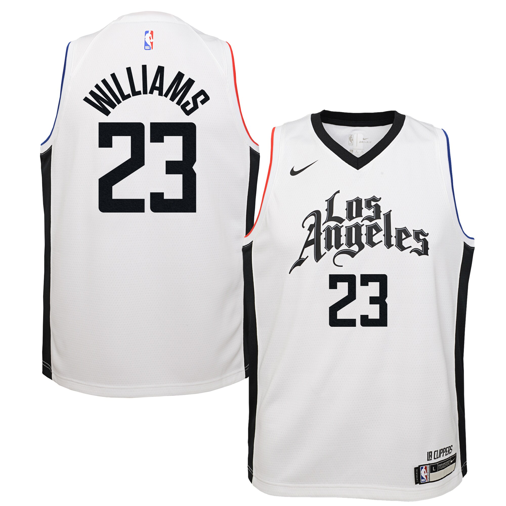 Alternative view of Lou Williams La Clippers Youth Swingman Basketball Jersey White – City Edition