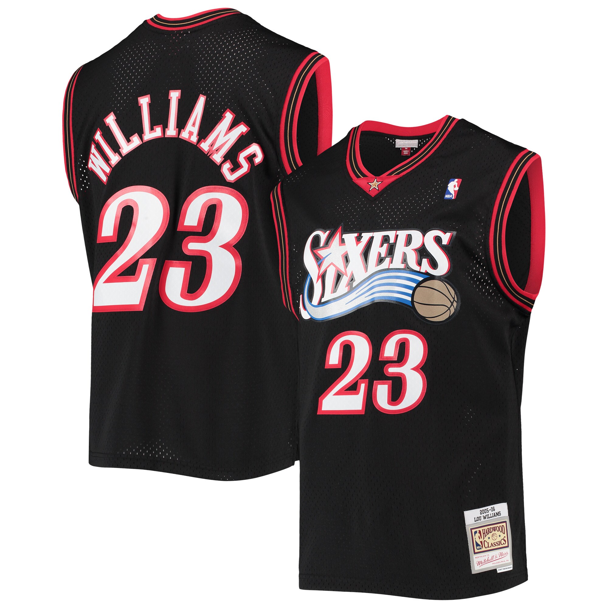 Alternative view of Lou Williams Philadelphia 76ers Mitchell & Ness 2005-06 Hardwood Classics Swingman Basketball Jersey - Black