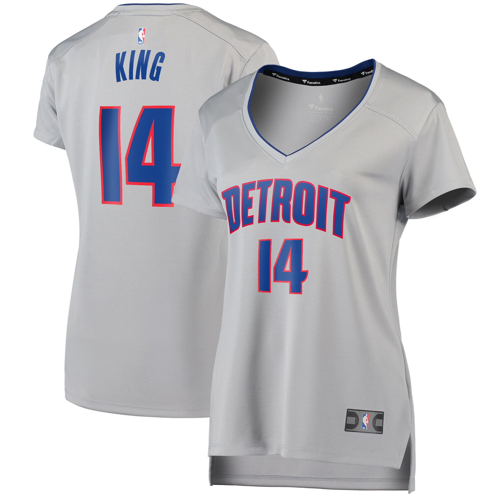 Alternative view of Louis King Detroit Pistons Fanatics Branded Women's Fast Break Replica Basketball Jersey Silver - Statement Edition