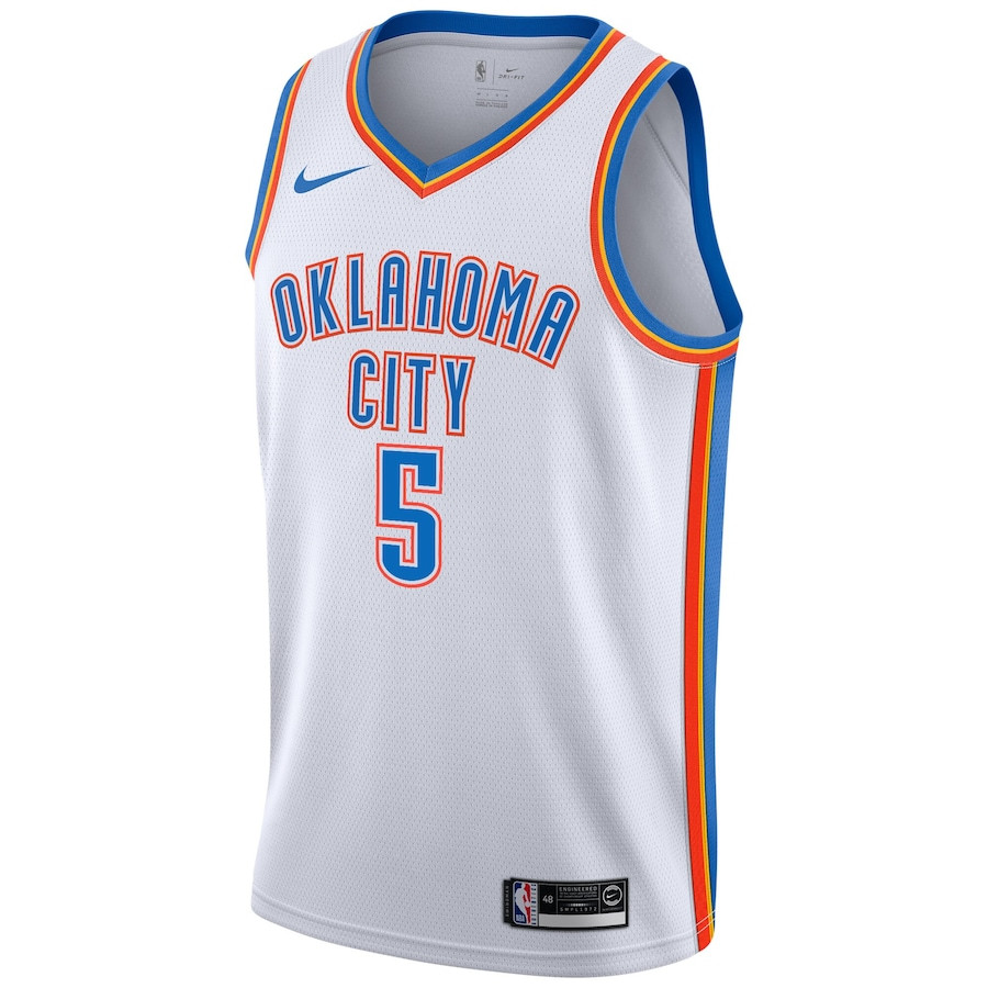 Alternative view of Luguentz Dort 5 Oklahoma City Thunder Unisex Swingman Basketball Jersey - Association Edition - White - JS786 