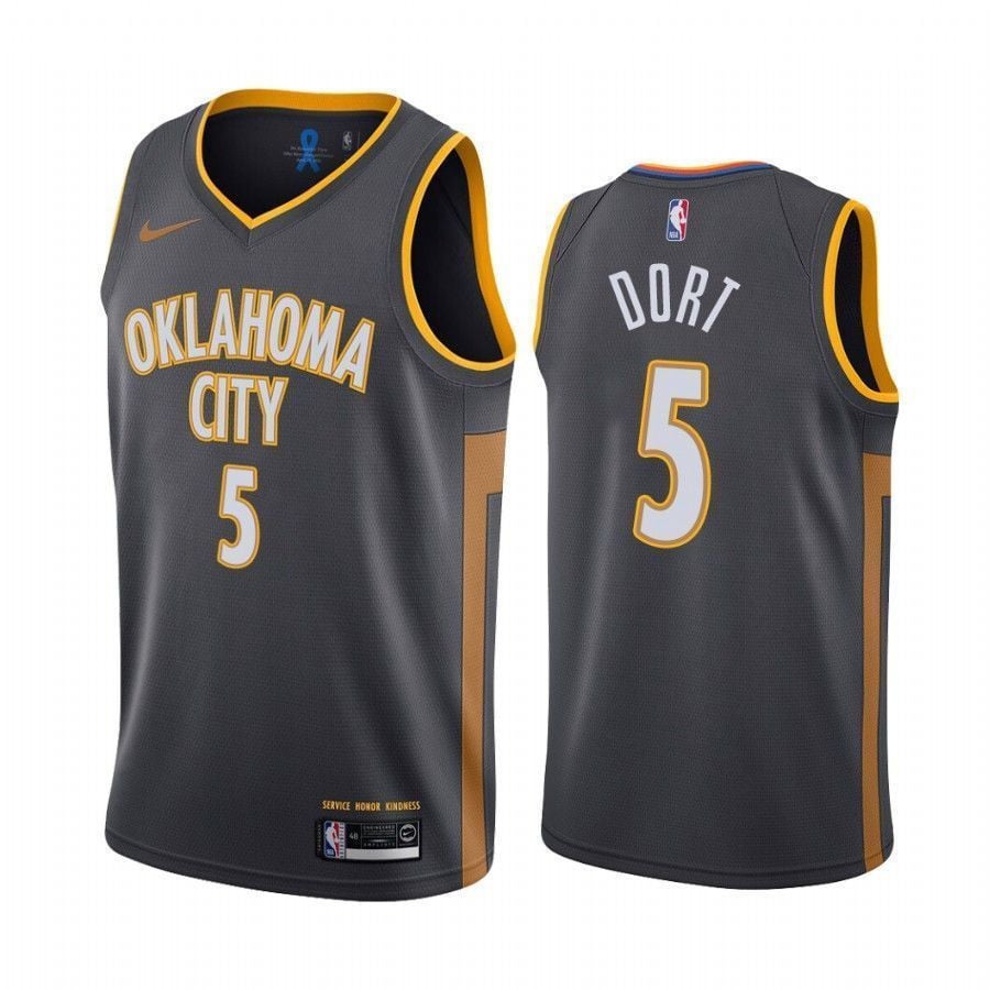 Luguentz Dort Oklahoma City Thunder Charcoal City 5 Basketball Jersey - JS699 