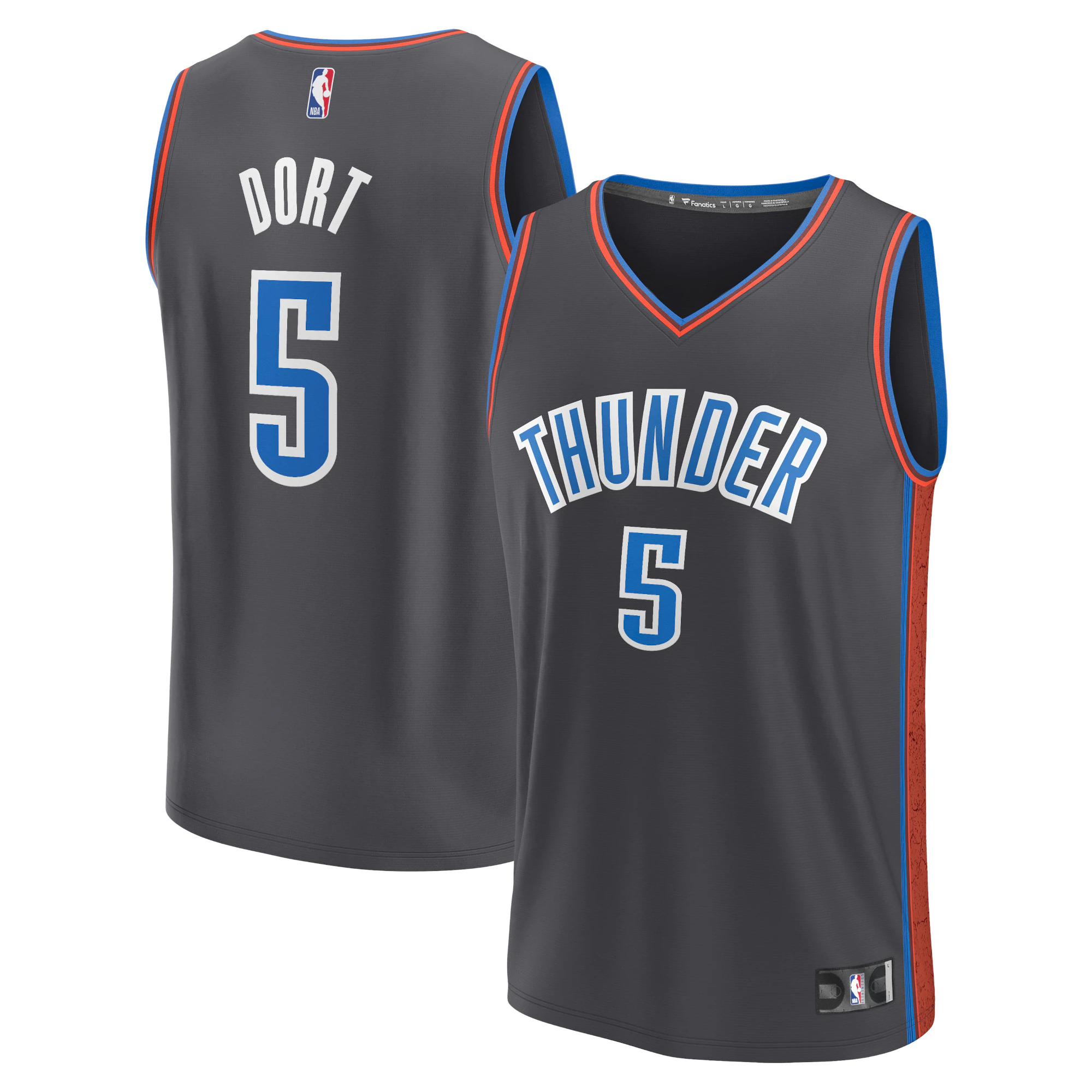 Luguentz Dort Oklahoma City Thunder Fanatics Branded 2022/23 Fastbreak Basketball Jersey - City Edition - Anthracite