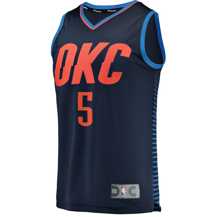 Alternative view of Luguentz Dort Oklahoma City Thunder Fanatics Branded Fast Break Player Basketball Jersey – Statement Edition – Navy