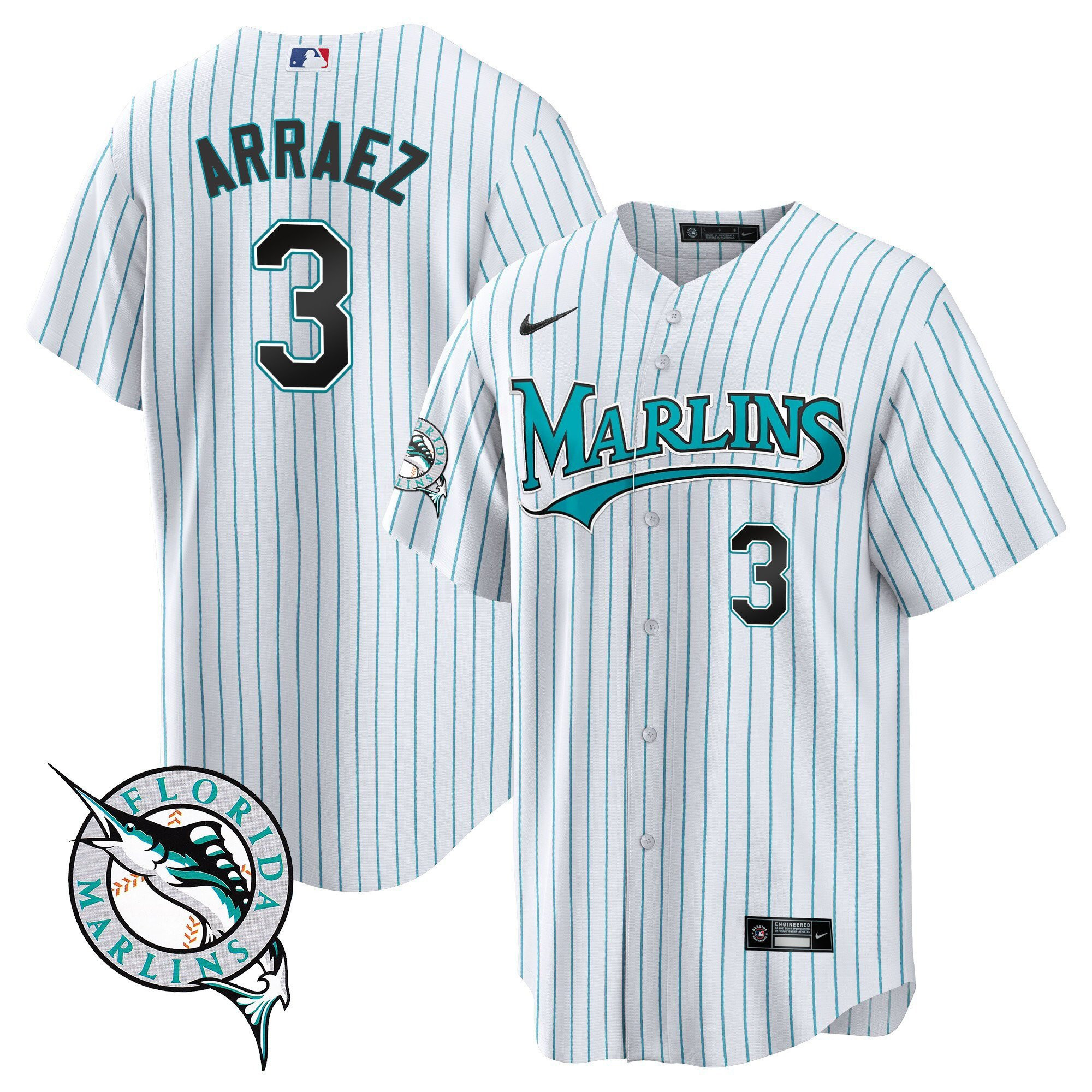 Luis Arraez 3 Miami Marlins Throwback Men Baseball Jersey - White 