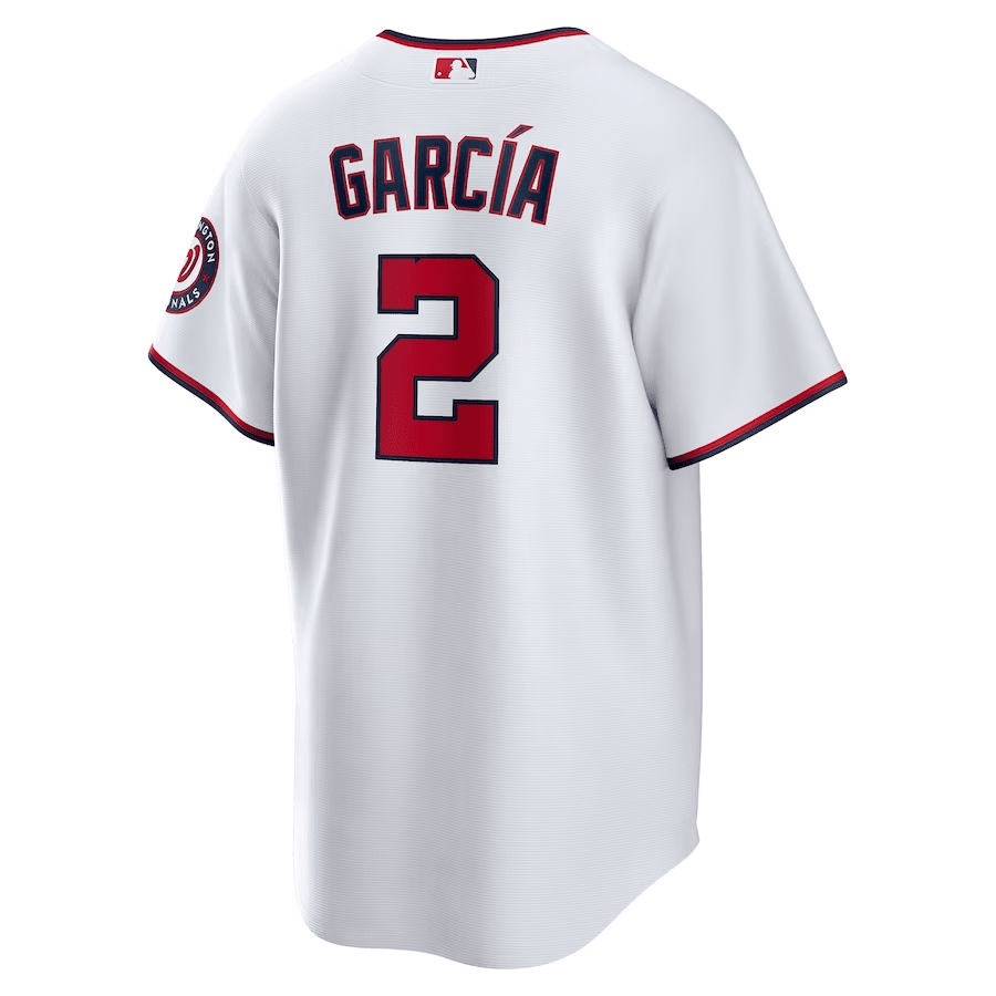 Alternative view of Luis García 2 Washington Nationals Home Men Baseball Jersey - White - JS565 