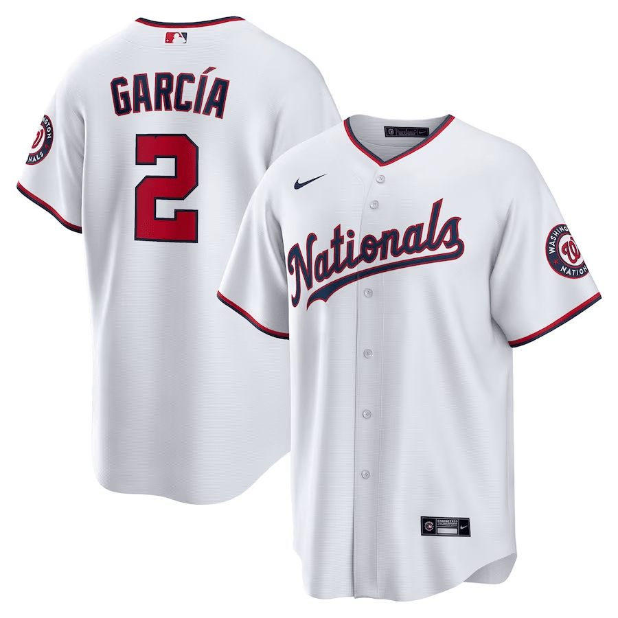 Luis García 2 Washington Nationals Home Men Baseball Jersey - White - JS565 