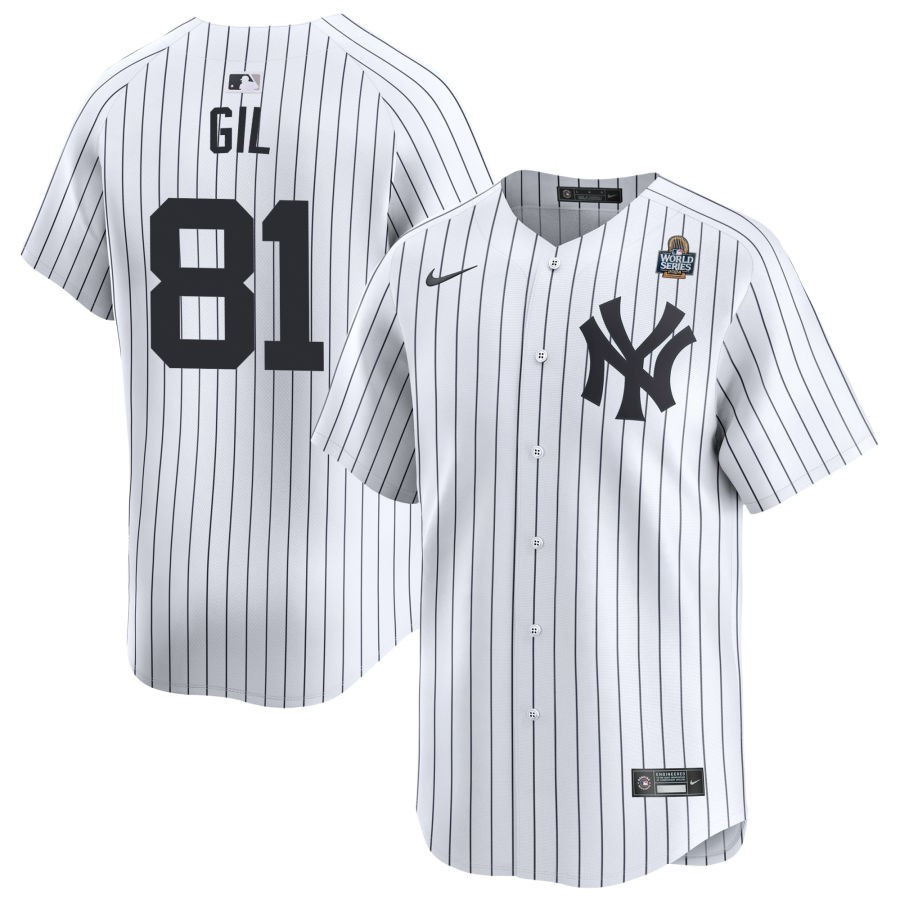 Luis Gil 81 New York Yankees 2024 World Series Home Limited Player Men Baseball Jersey - White 