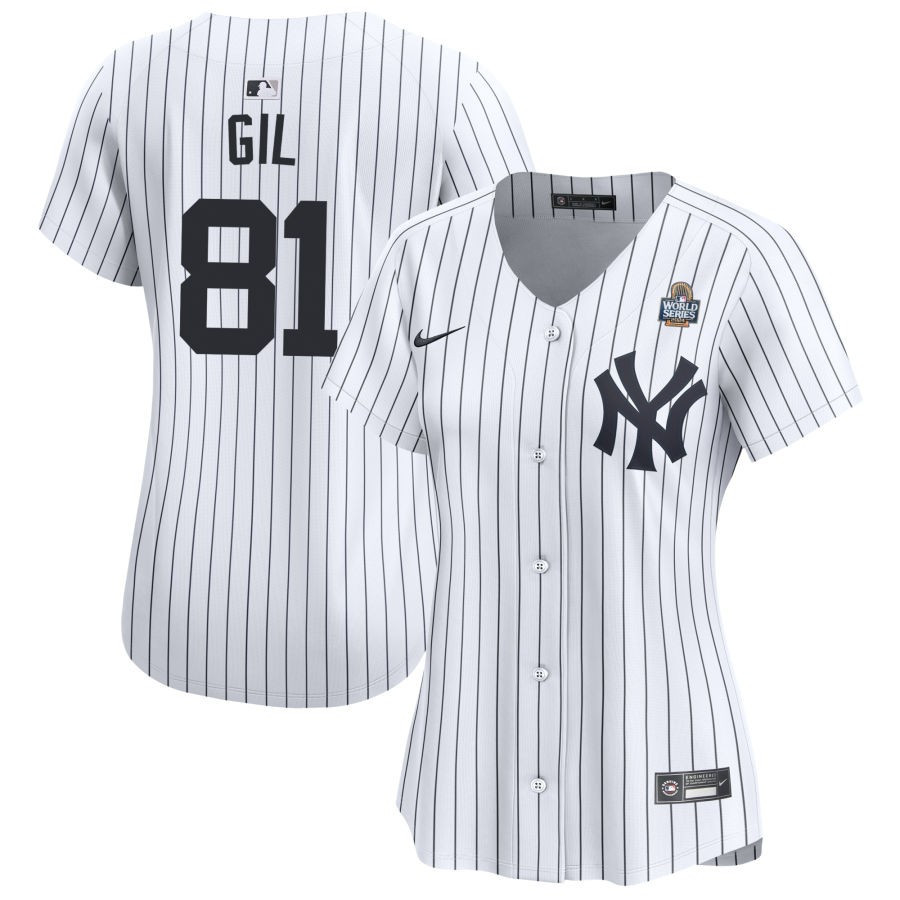 Luis Gil 81 New York Yankees Women's 2024 World Series Home Limited Baseball Jersey - White 