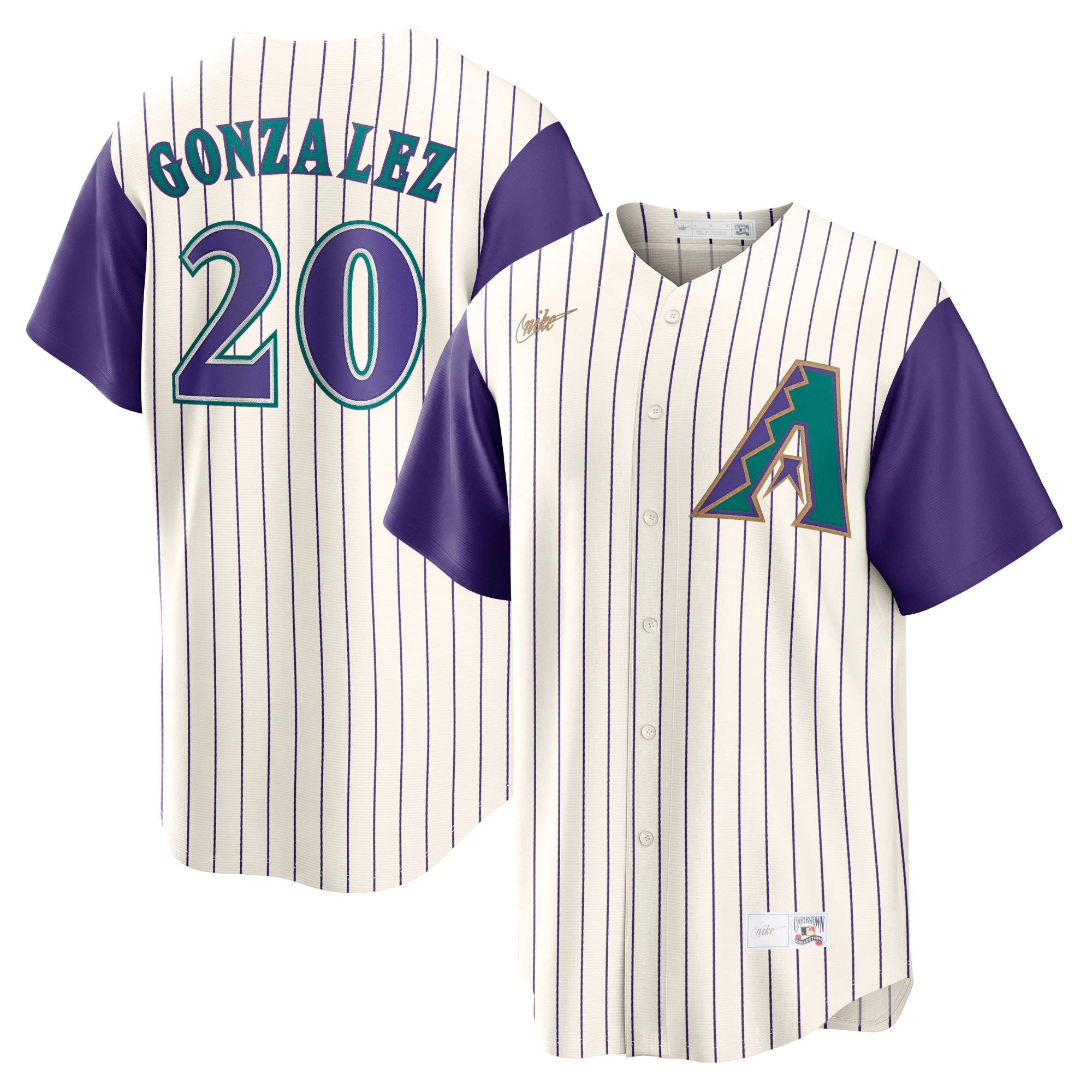 Luis Gonzalez Arizona Diamondbacks Alternate Cooperstown Collection Player Baseball Jersey – Cream/purple