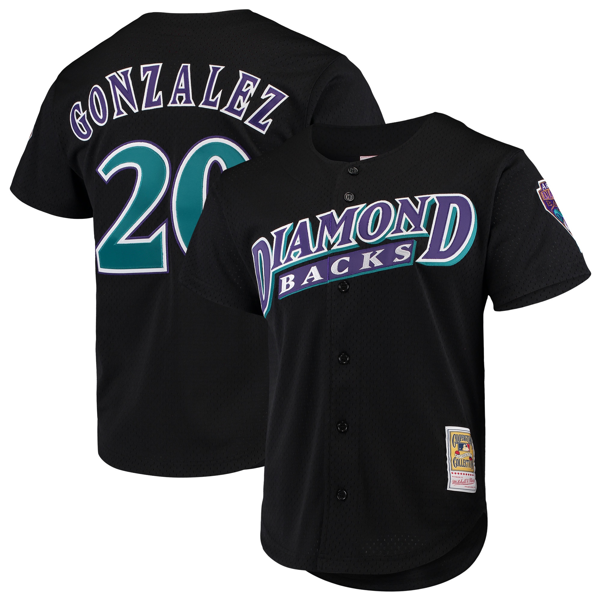 Luis Gonzalez Arizona Diamondbacks Mitchell & Ness Cooperstown Collection Mesh Batting Practice Button-up Baseball Jersey - Black