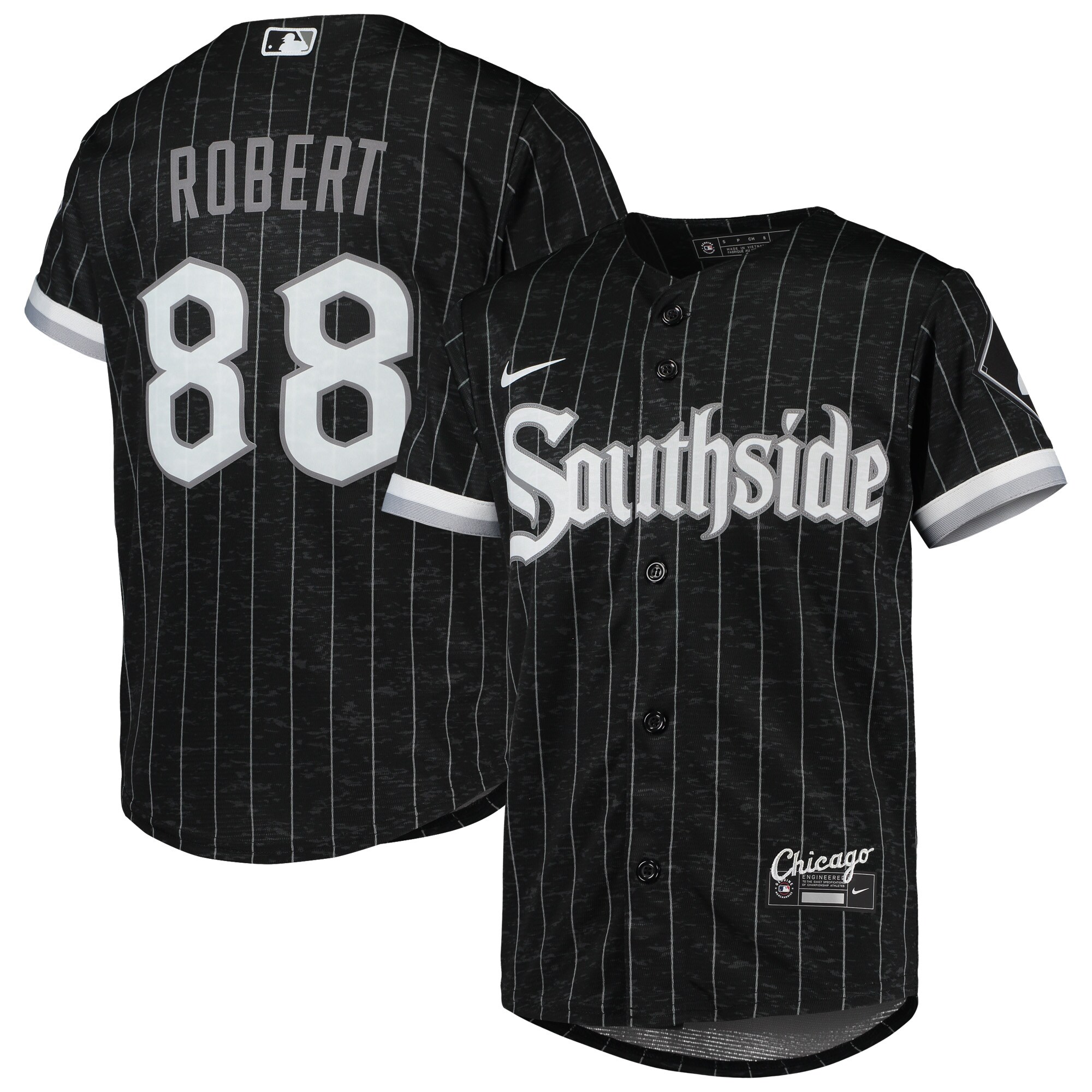 Alternative view of Luis Robert Chicago White Sox Youth City Connect Replica Player Jersey - Black/anthracite