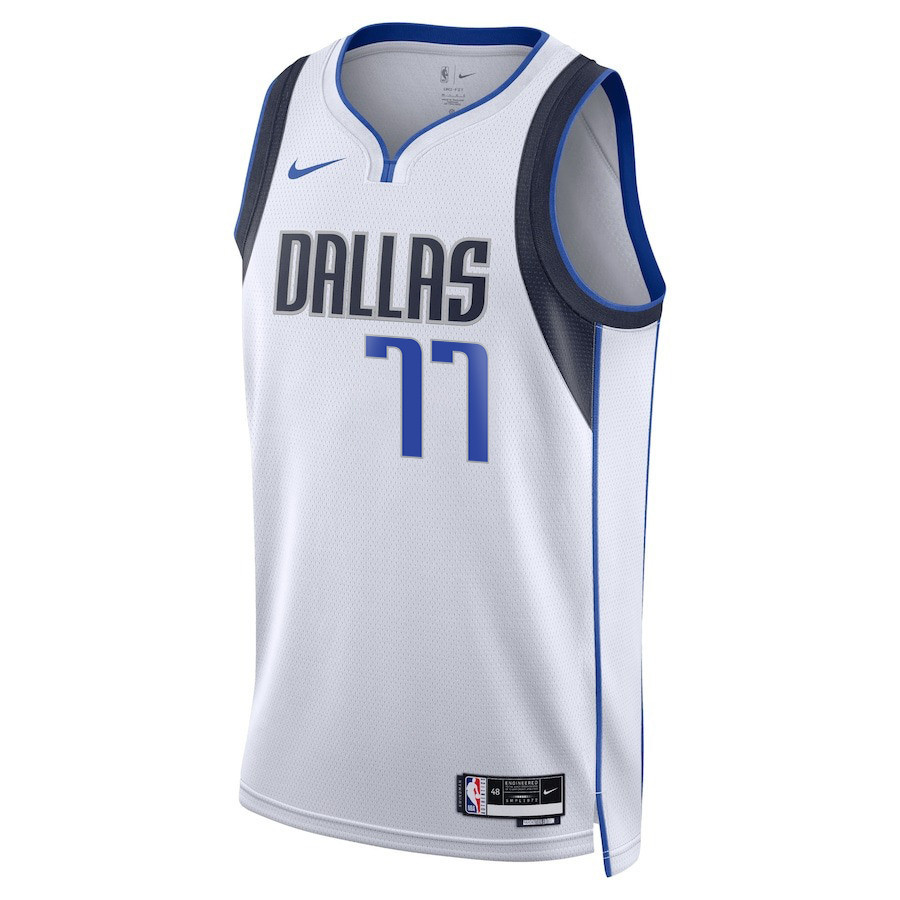 Alternative view of Luka Doncic 77 Dallas Mavericks 2024 FINALS PATCH Swingman Basketball Jersey - Association Edition - White - JS197 