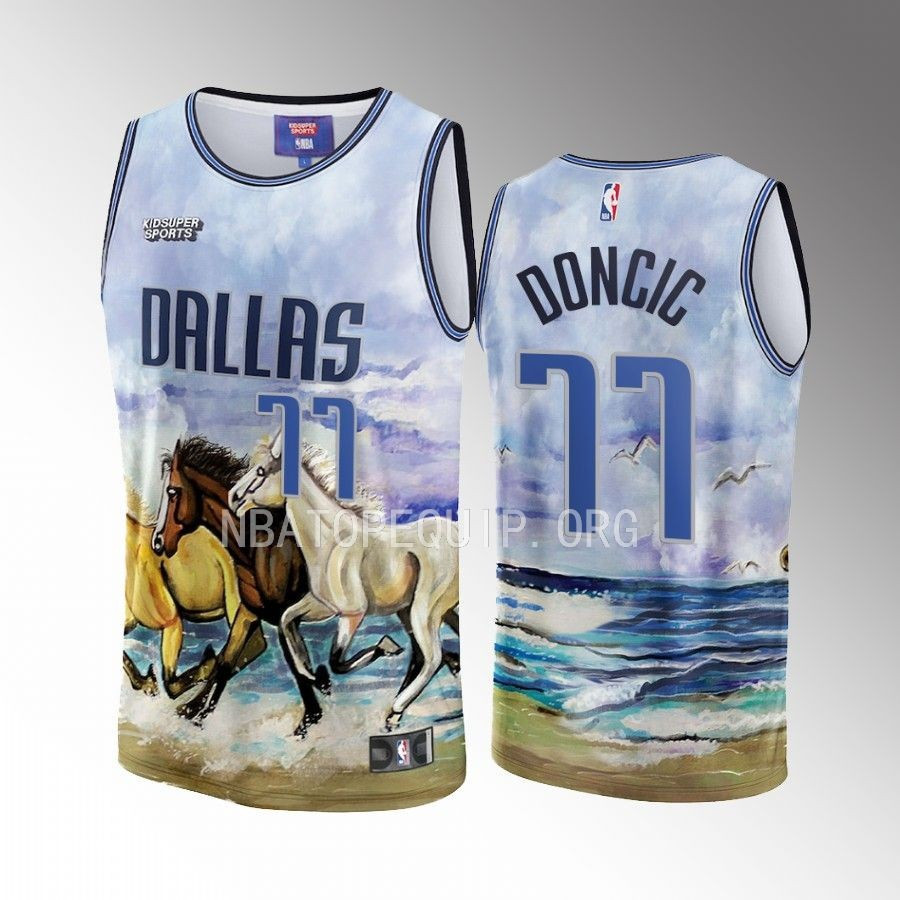 Luka Doncic 77 Dallas Mavericks NBA & KidSuper Studios Unisex Hometown Basketball Jersey - JS128 