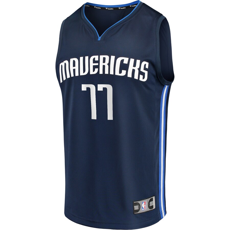 Alternative view of Luka Doncic Dallas Mavericks Fanatics Branded Fast Break Team Replica Basketball Jersey Navy - Statement Edition