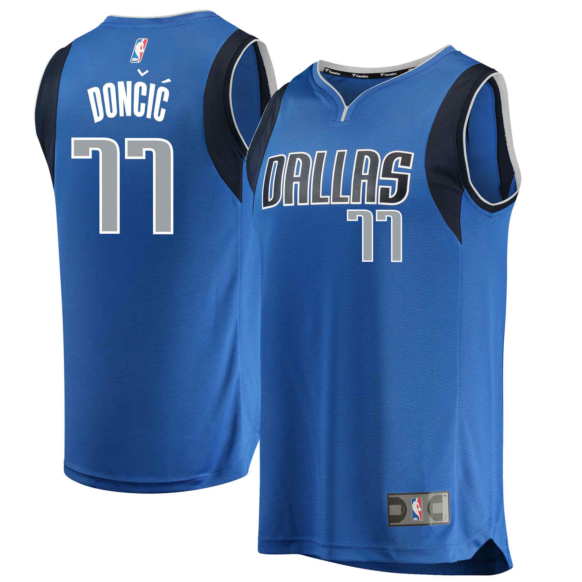 Alternative view of Luka Doncic Dallas Mavericks Fanatics Branded Replica Fast Break Basketball Jersey Blue - Icon Edition