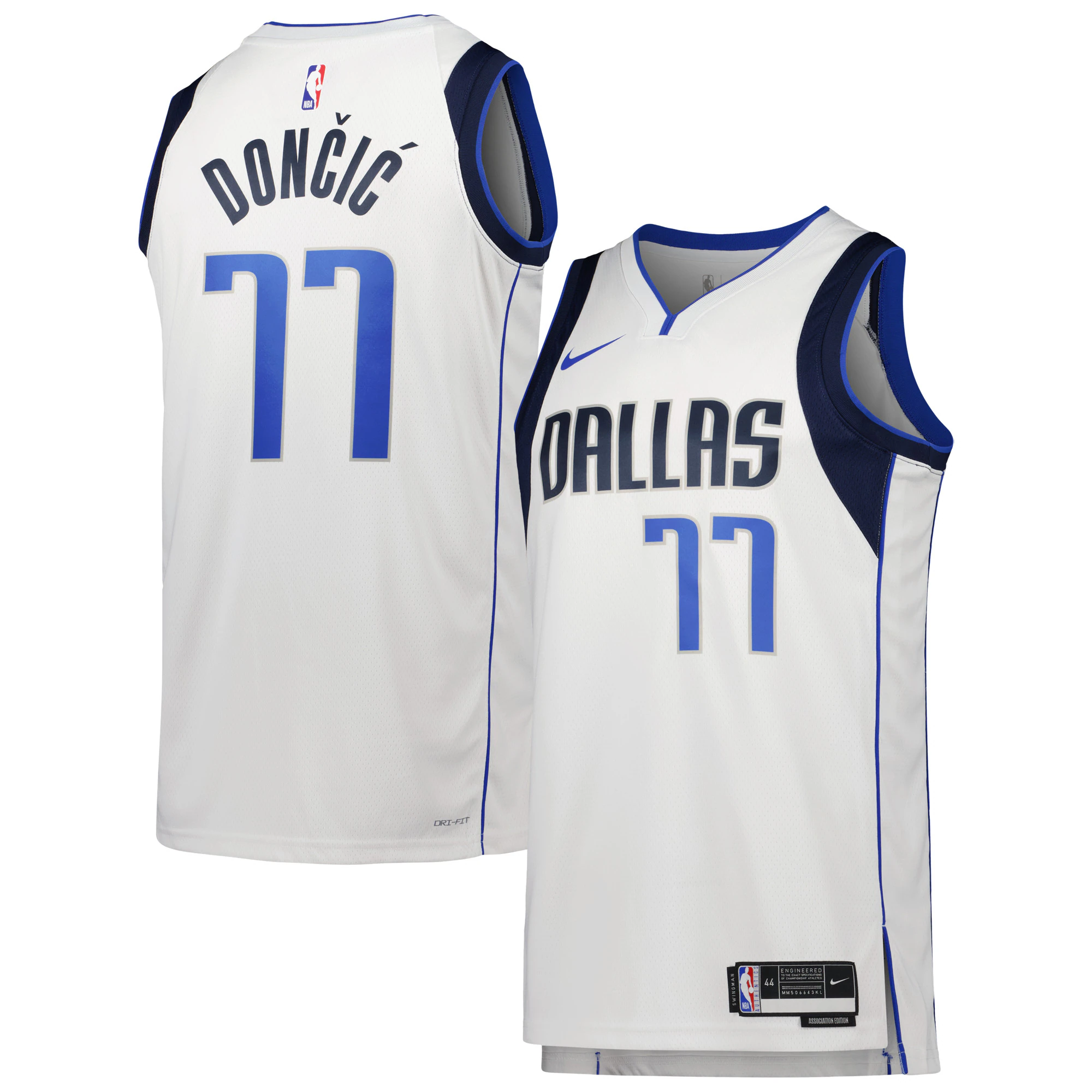 Alternative view of Luka Doncic Dallas Mavericks Unisex Swingman Basketball Jersey - Association Edition - White