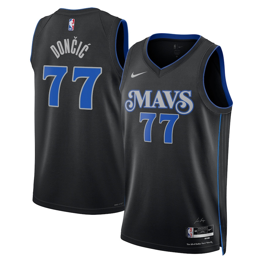 Luka DonÄiÄ‡ 77 Dallas Mavericks 2023/24 City Edition Swingman Basketball Jersey - Black - JS960 